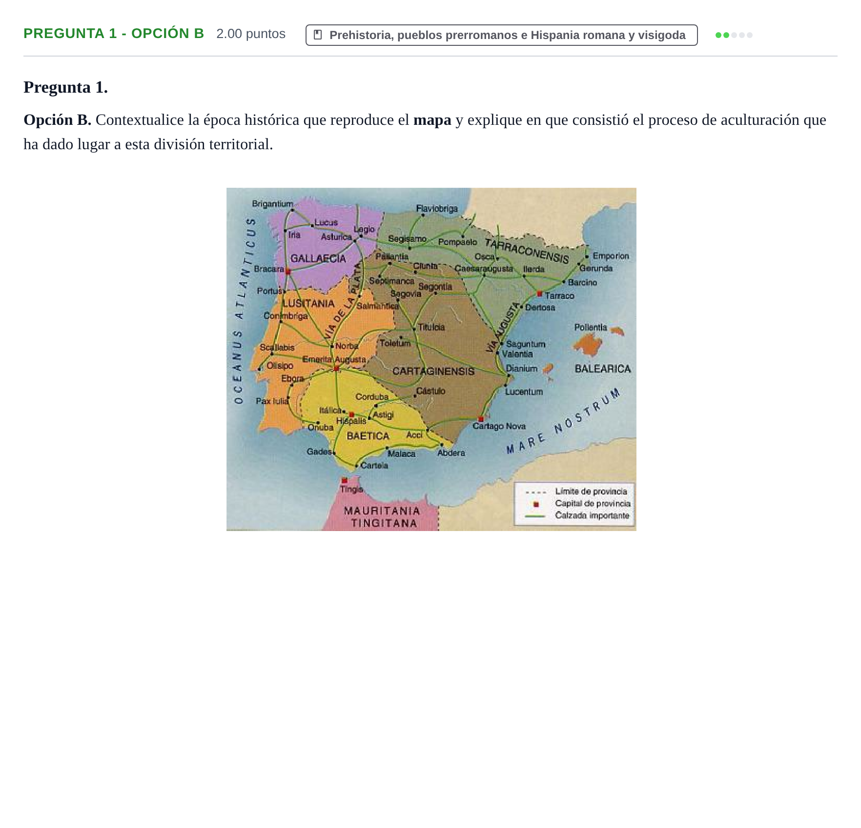 Enunciado: Pregunta 1 - Opción B · Historia de España PAU Asturias Ordinaria 2025