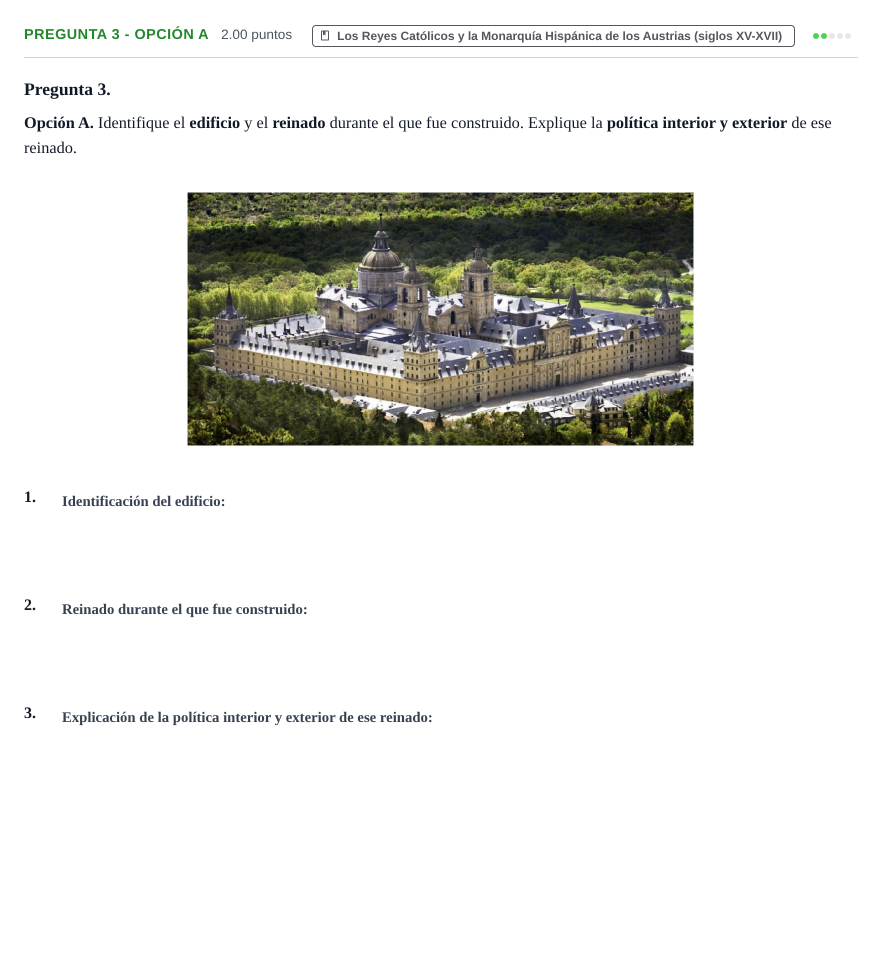 Enunciado: Pregunta 3 - Opción A · Historia de España PAU Asturias Ordinaria 2025