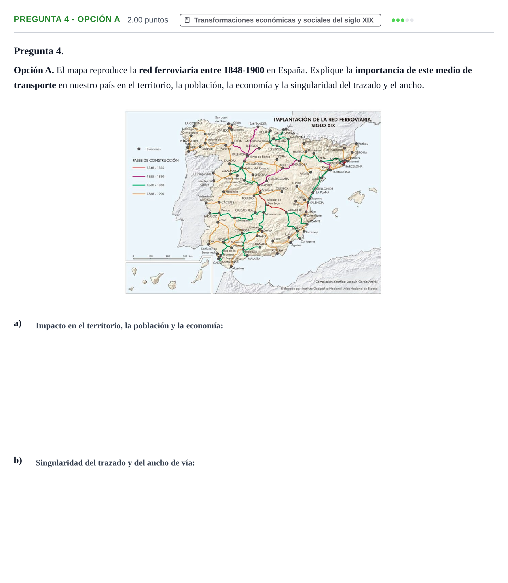 Enunciado: Pregunta 4 - Opción A · Historia de España PAU Asturias Ordinaria 2025
