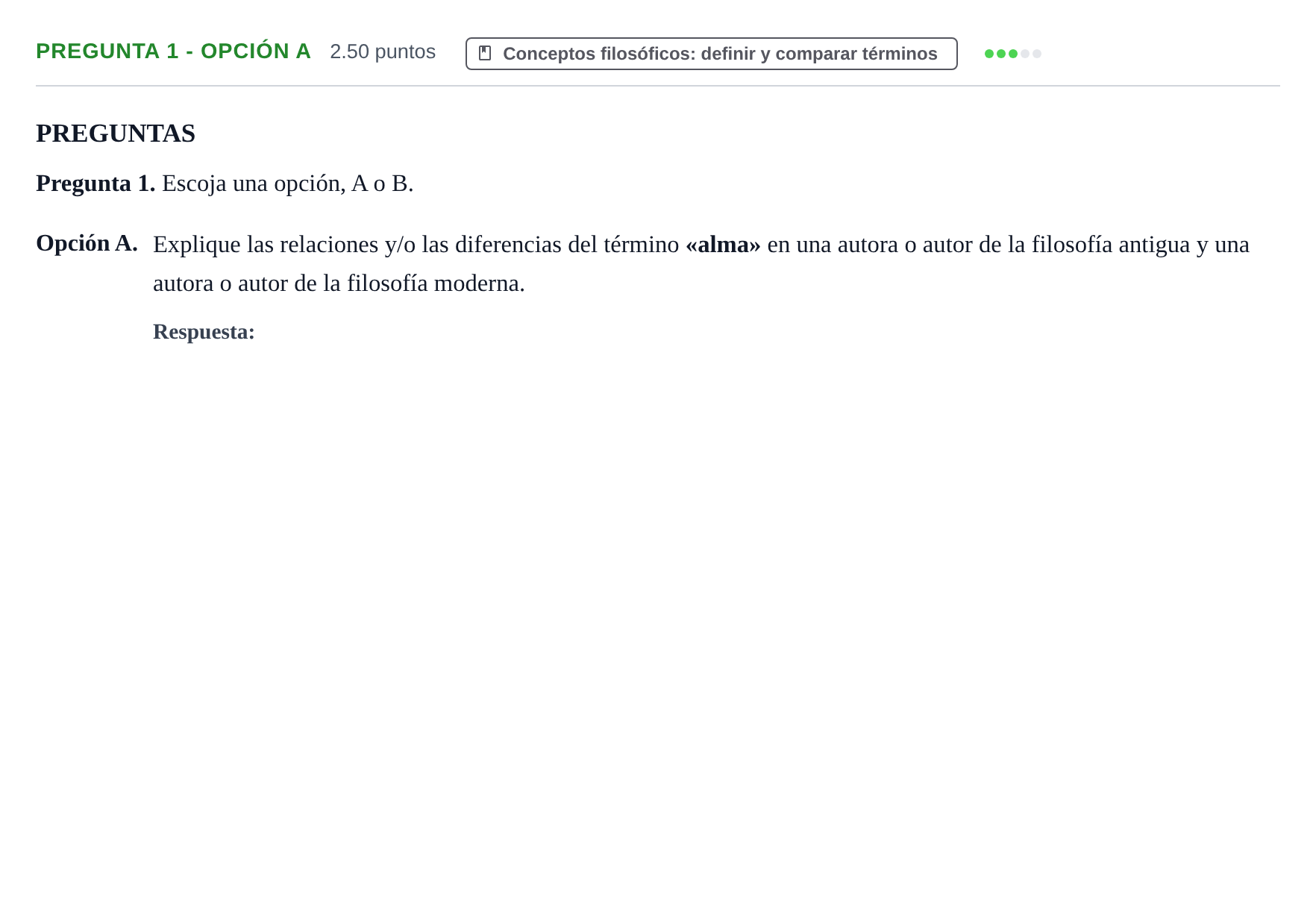 Enunciado: Pregunta 1 - Opción A · Historia de la Filosofía PAU Asturias Extraordinaria 2025