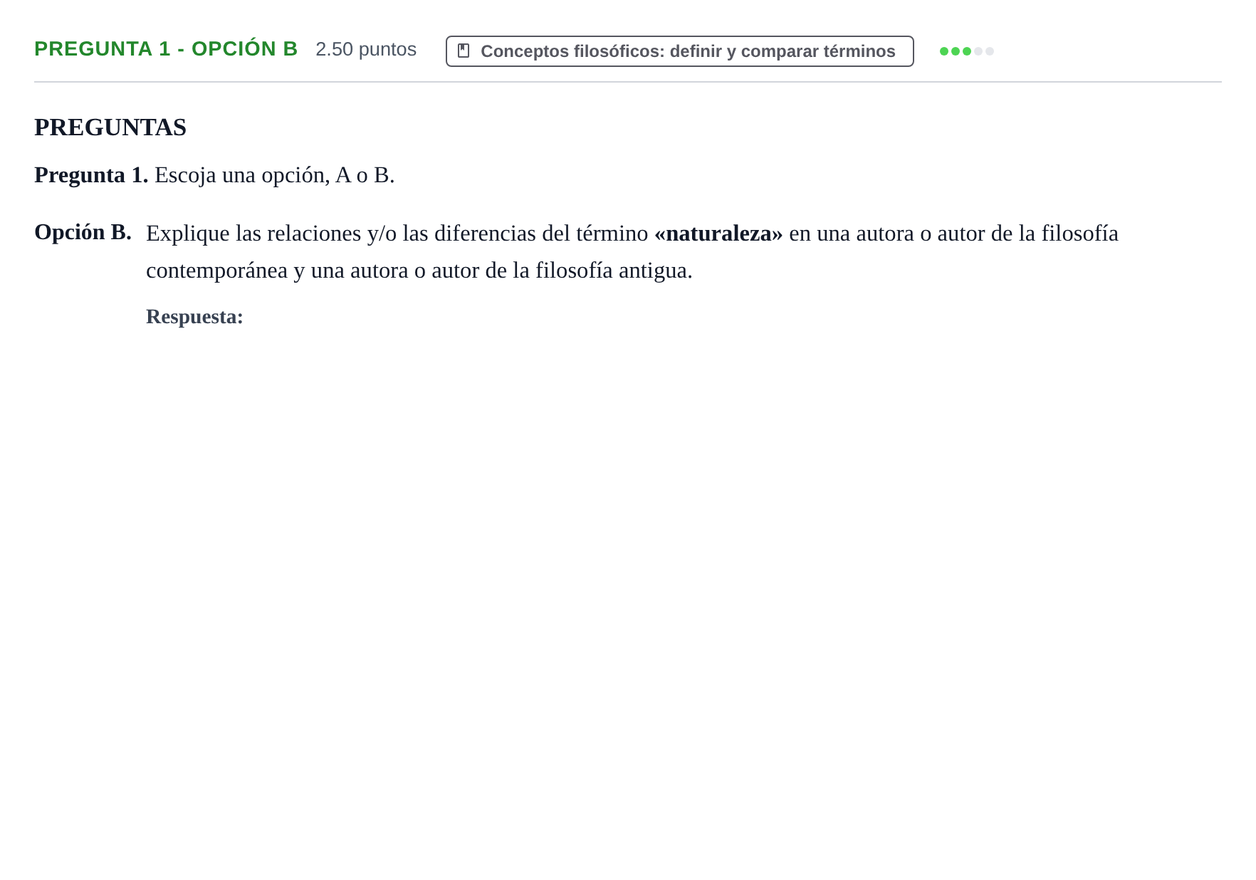 Enunciado: Pregunta 1 - Opción B · Historia de la Filosofía PAU Asturias Extraordinaria 2025