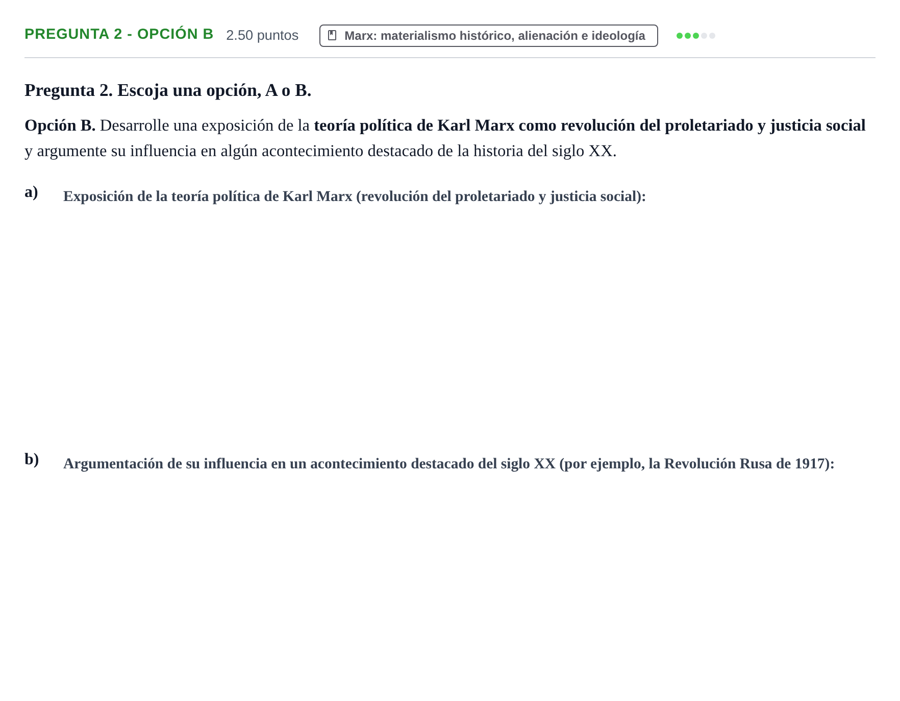 Enunciado: Pregunta 2 - Opción B · Historia de la Filosofía PAU Asturias Extraordinaria 2025