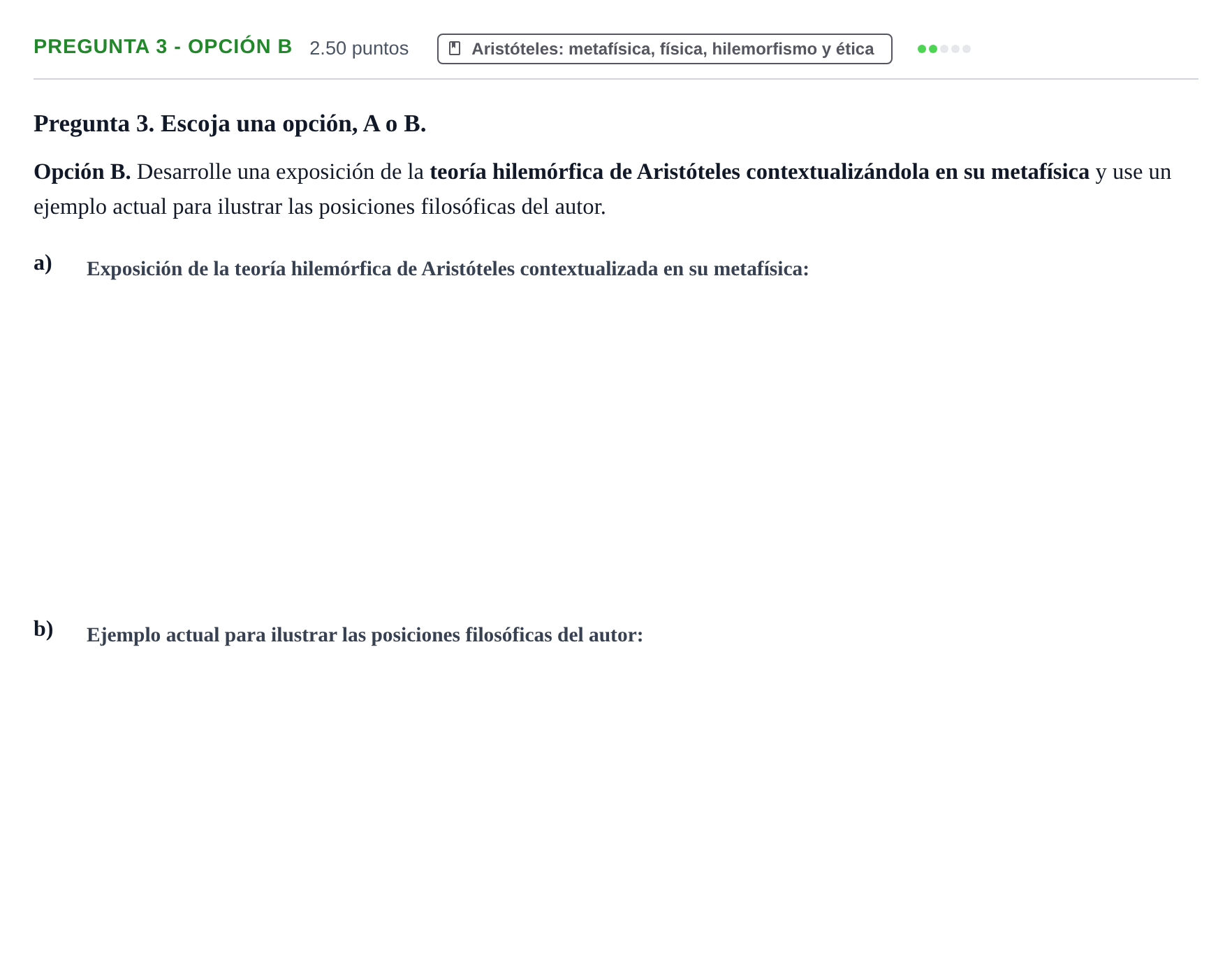 Enunciado: Pregunta 3 - Opción B · Historia de la Filosofía PAU Asturias Extraordinaria 2025