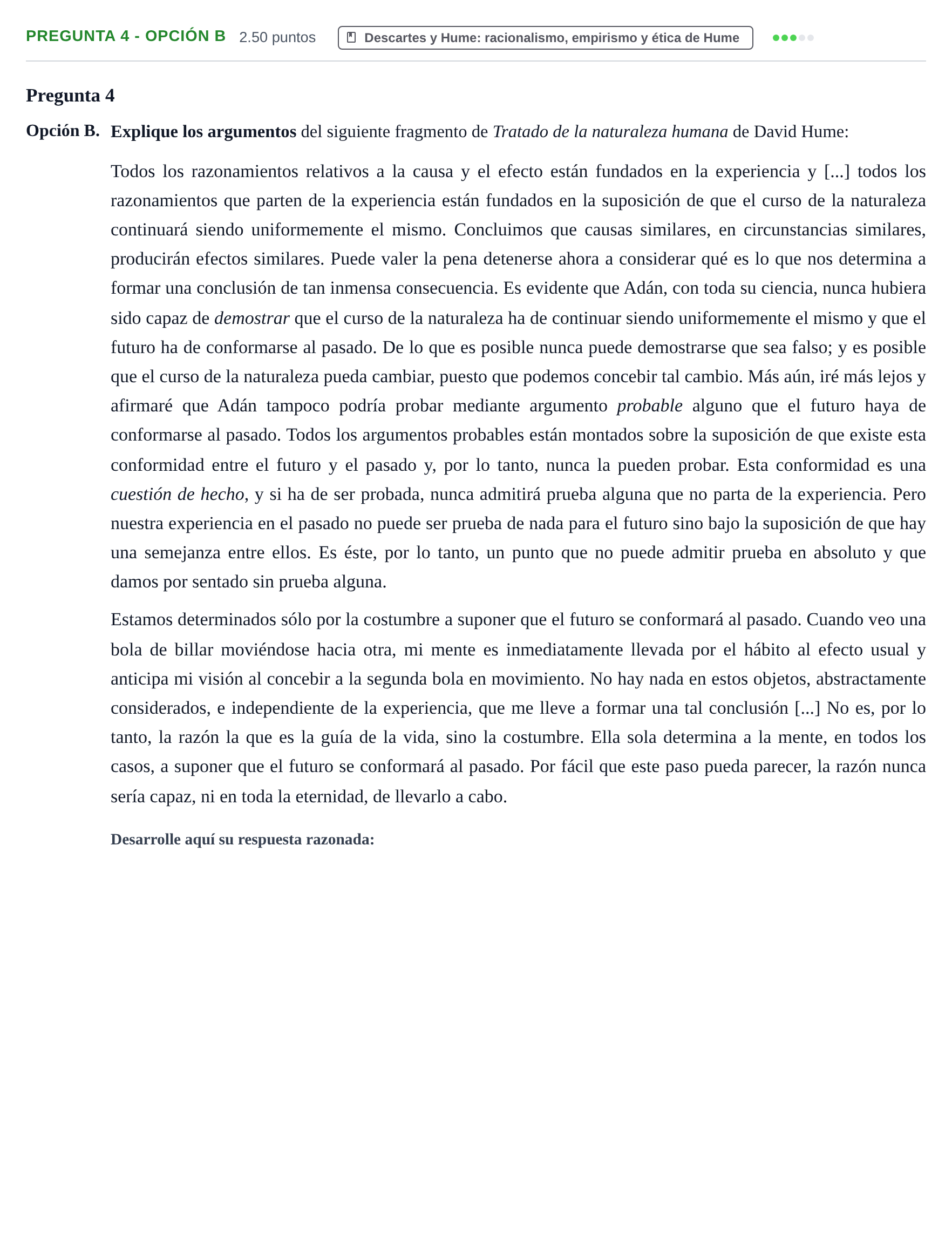 Enunciado: Pregunta 4 - Opción B · Historia de la Filosofía PAU Asturias Extraordinaria 2025