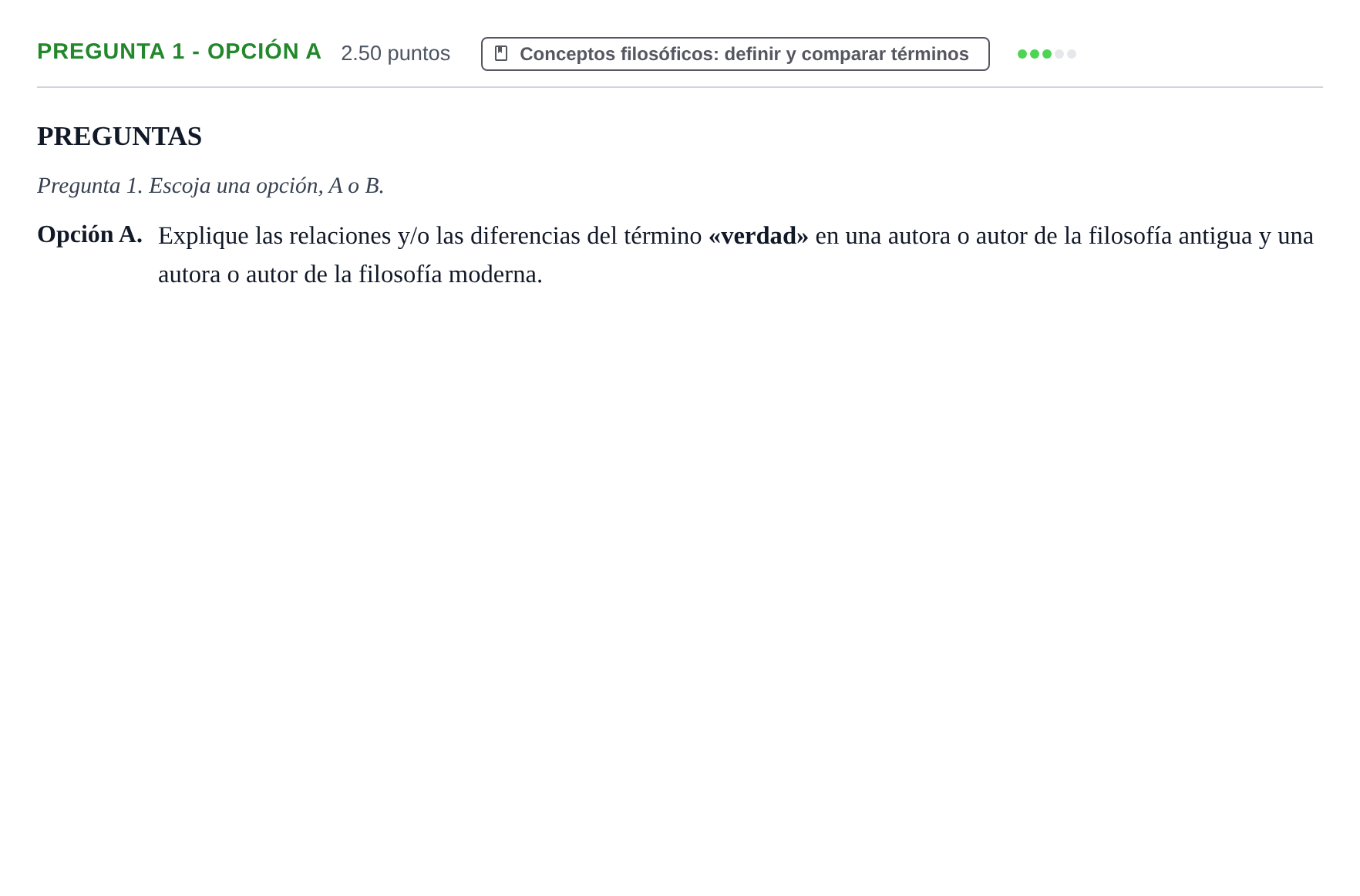 Enunciado: Pregunta 1 - Opción A · Historia de la Filosofía PAU Asturias Ordinaria 2025