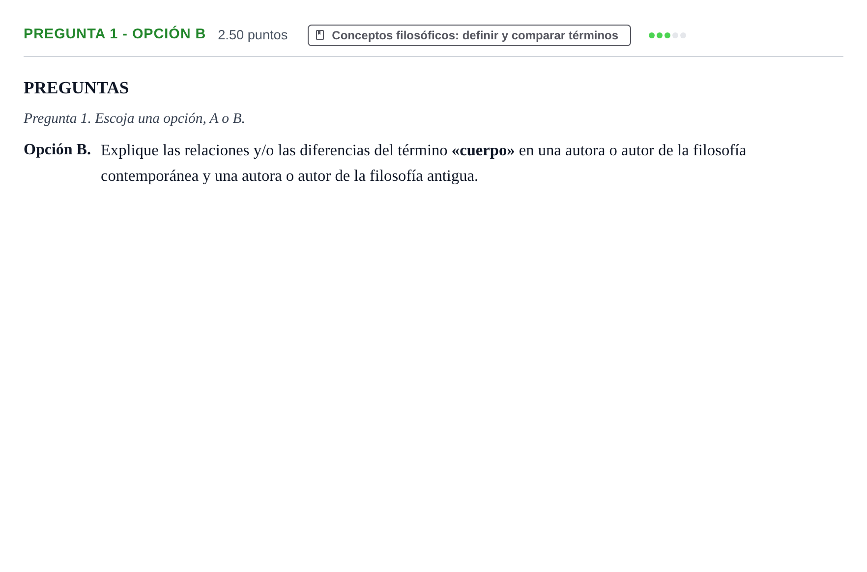 Enunciado: Pregunta 1 - Opción B · Historia de la Filosofía PAU Asturias Ordinaria 2025