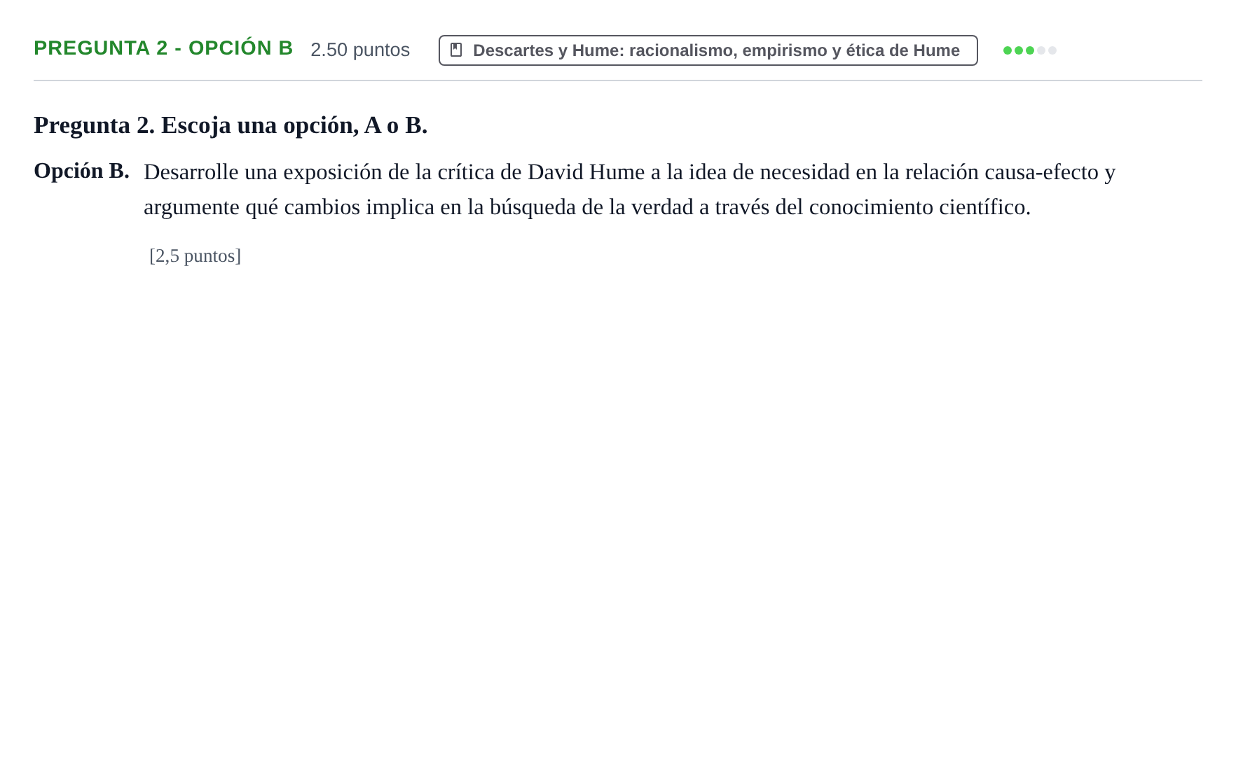 Enunciado: Pregunta 2 - Opción B · Historia de la Filosofía PAU Asturias Ordinaria 2025