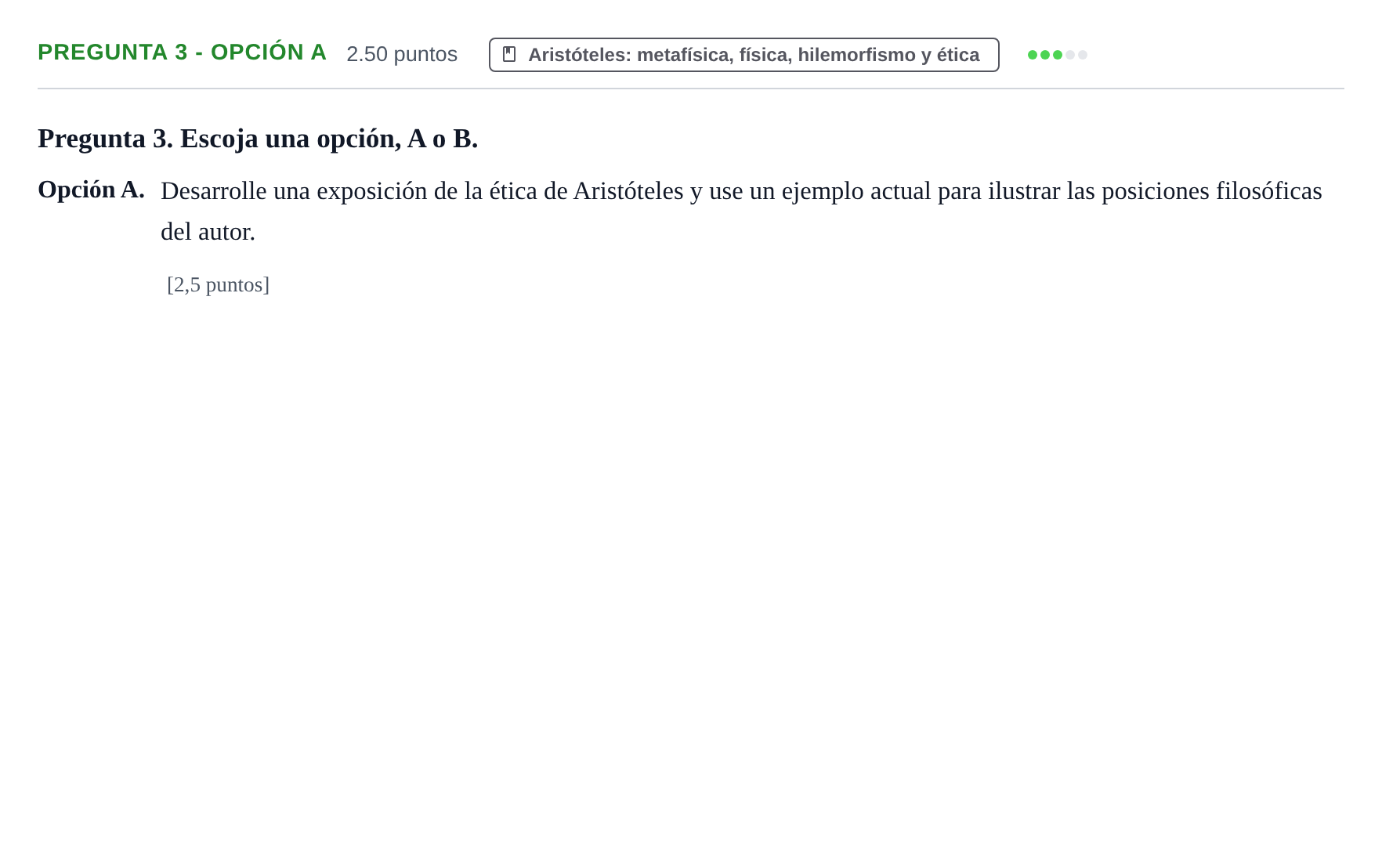 Enunciado: Pregunta 3 - Opción A · Historia de la Filosofía PAU Asturias Ordinaria 2025