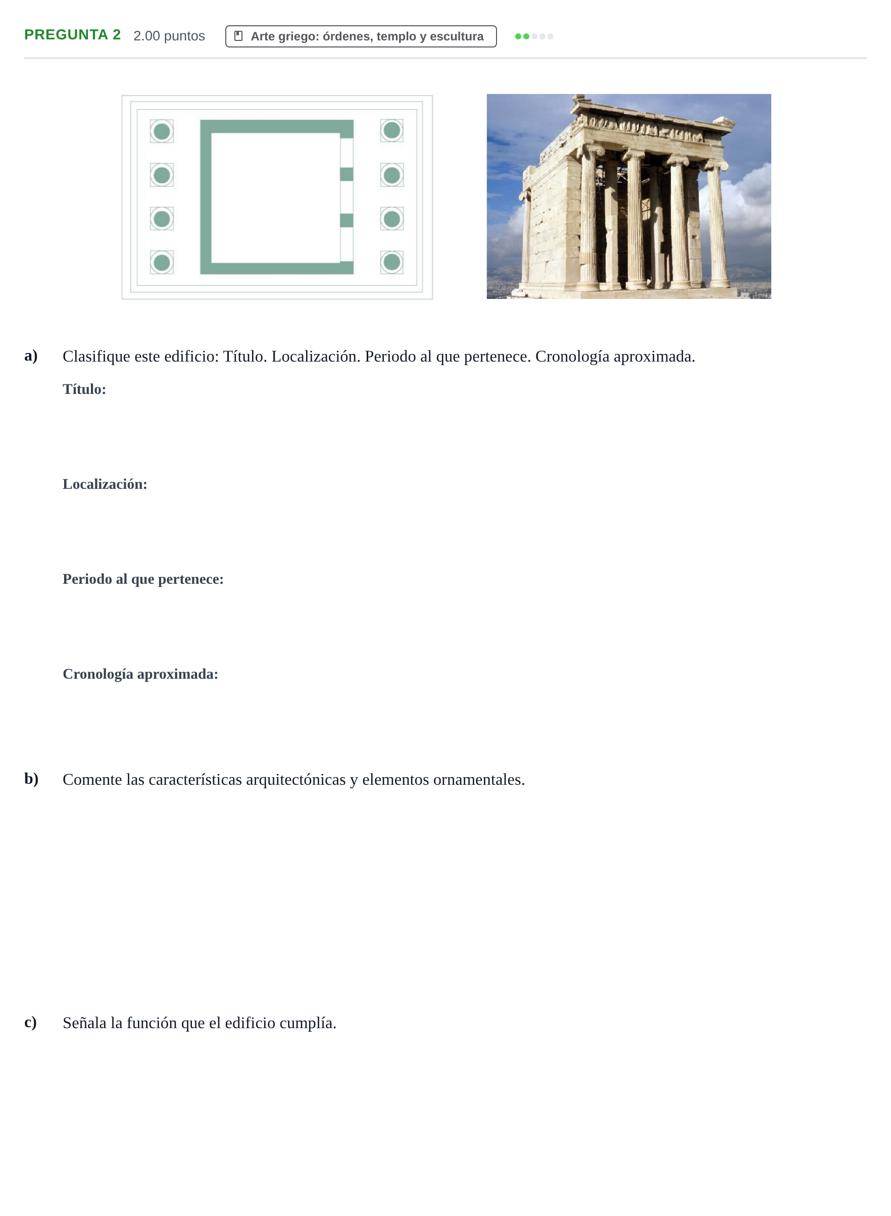 Enunciado: Pregunta 2 · Historia del Arte PAU Asturias Ordinaria 2025
