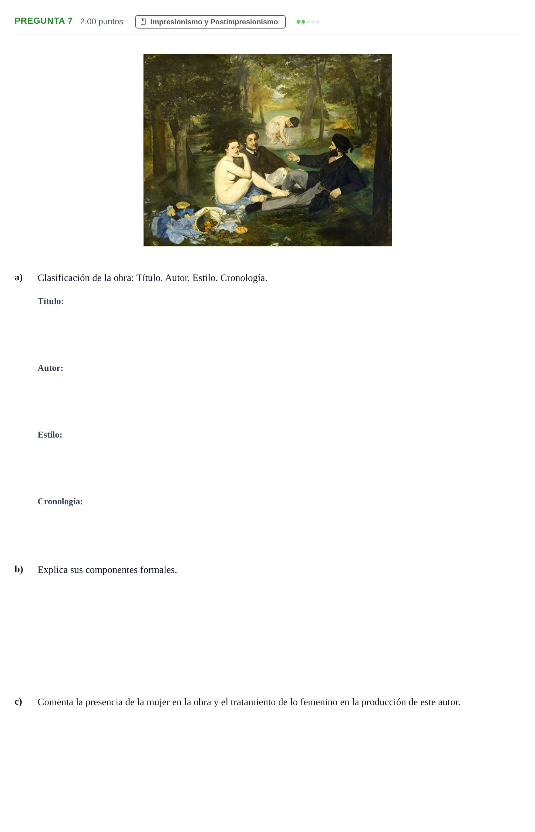 Enunciado: Pregunta 7 · Historia del Arte PAU Asturias Ordinaria 2025