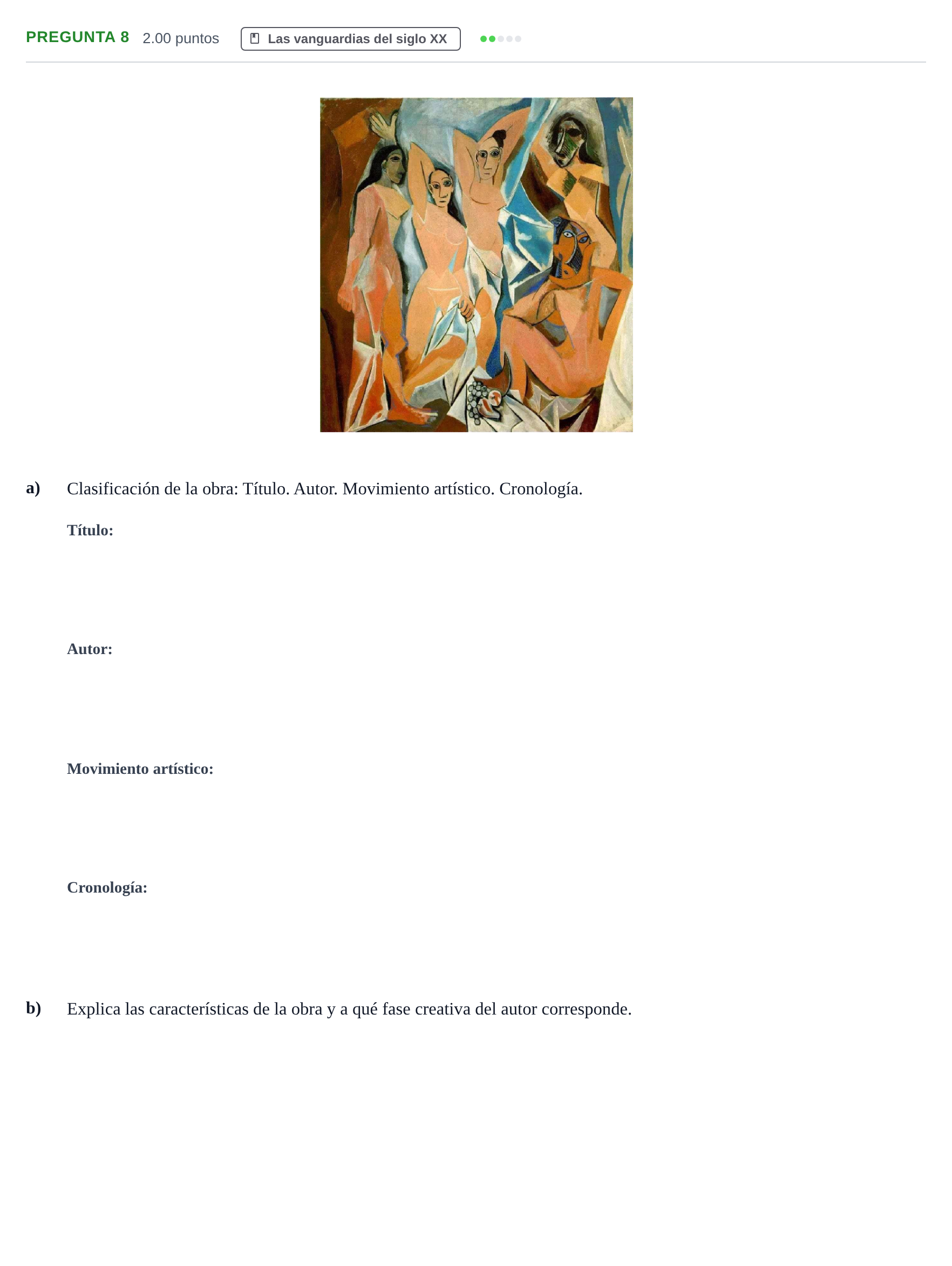 Enunciado: Pregunta 8 · Historia del Arte PAU Asturias Ordinaria 2025