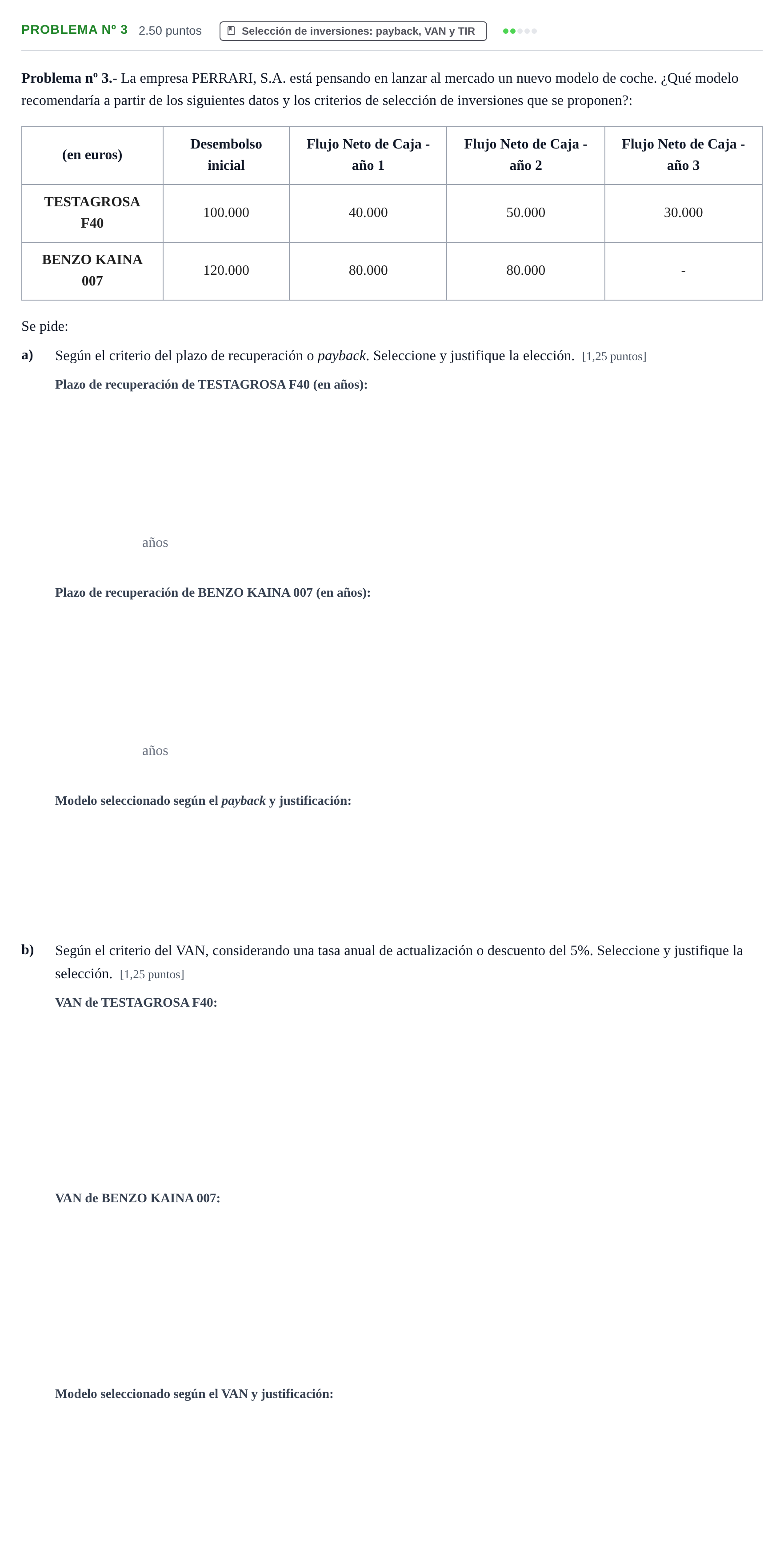 Enunciado: Problema nº 3 · Empresa y Diseño de Modelos de Negocio PAU Extremadura Ordinaria 2026