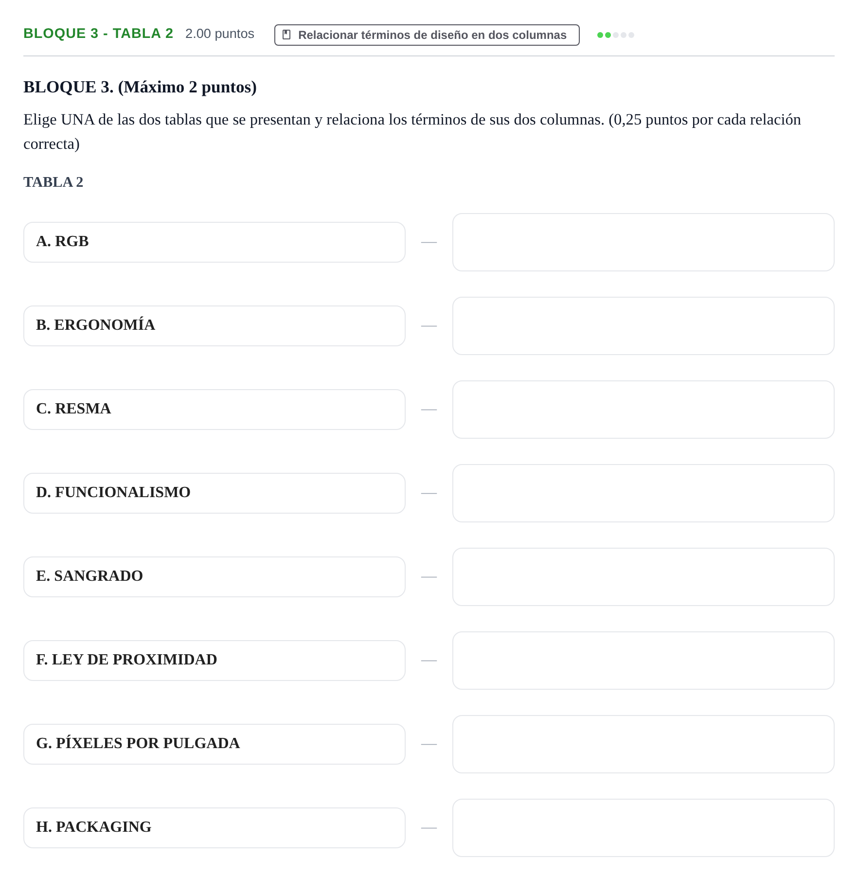 Enunciado: Bloque 3 - Tabla 2 · Diseño PAU Extremadura Ordinaria 2026