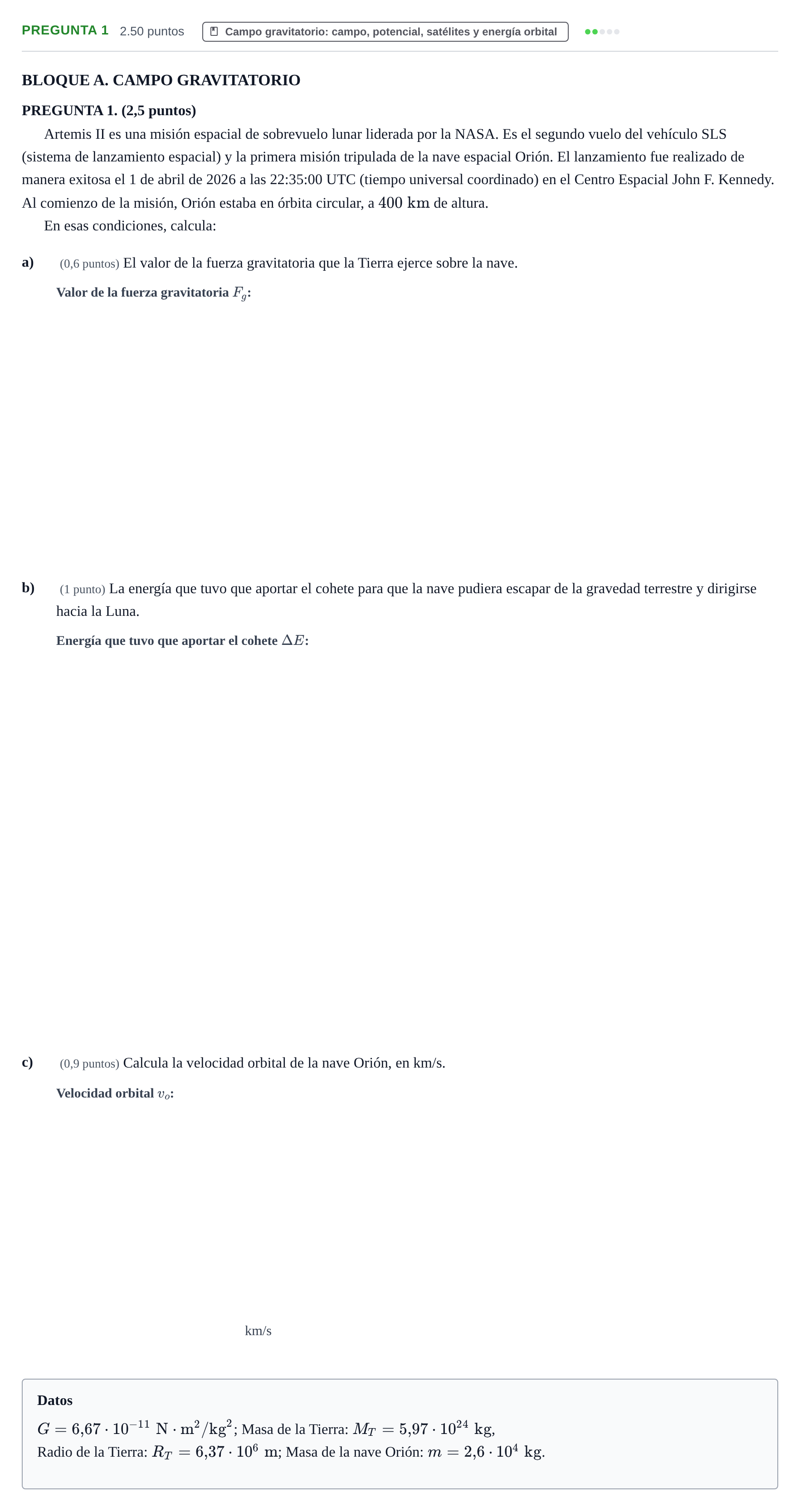 Enunciado: Pregunta 1 · Física PAU Extremadura Ordinaria 2026