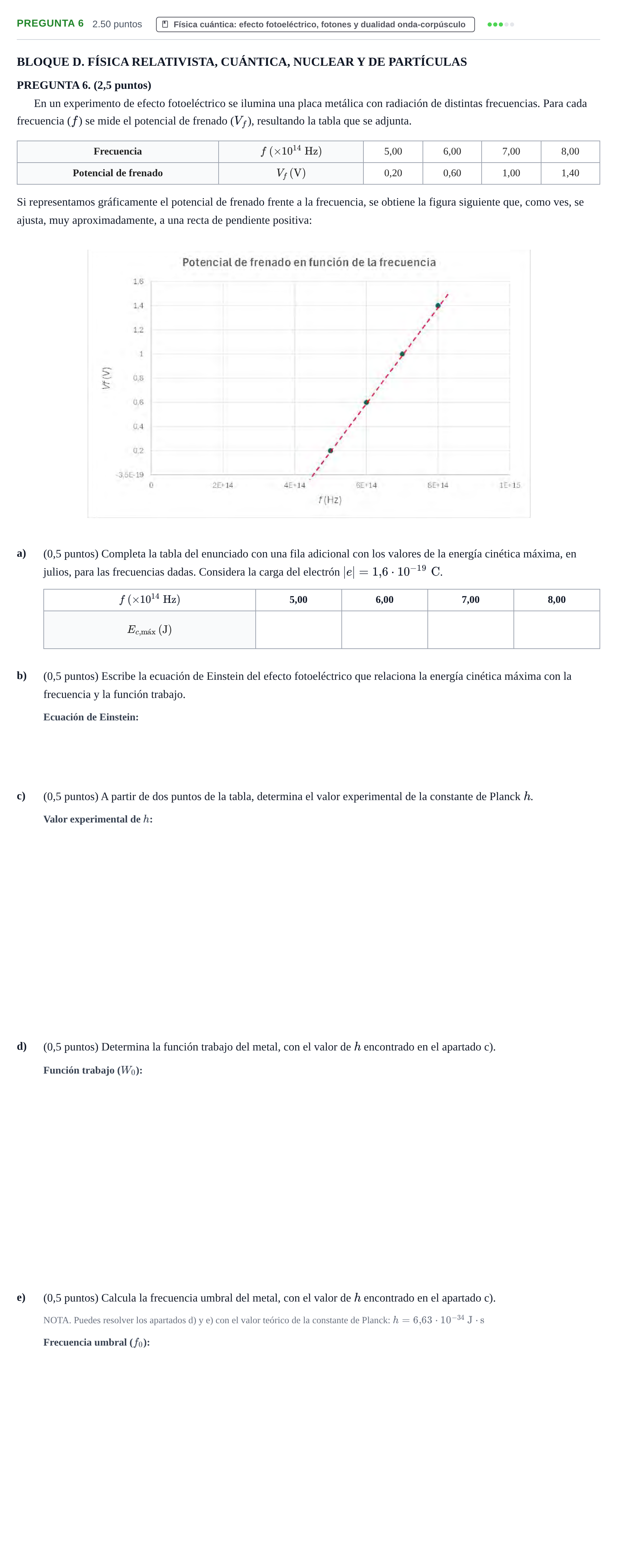 Enunciado: Pregunta 6 · Física PAU Extremadura Ordinaria 2026