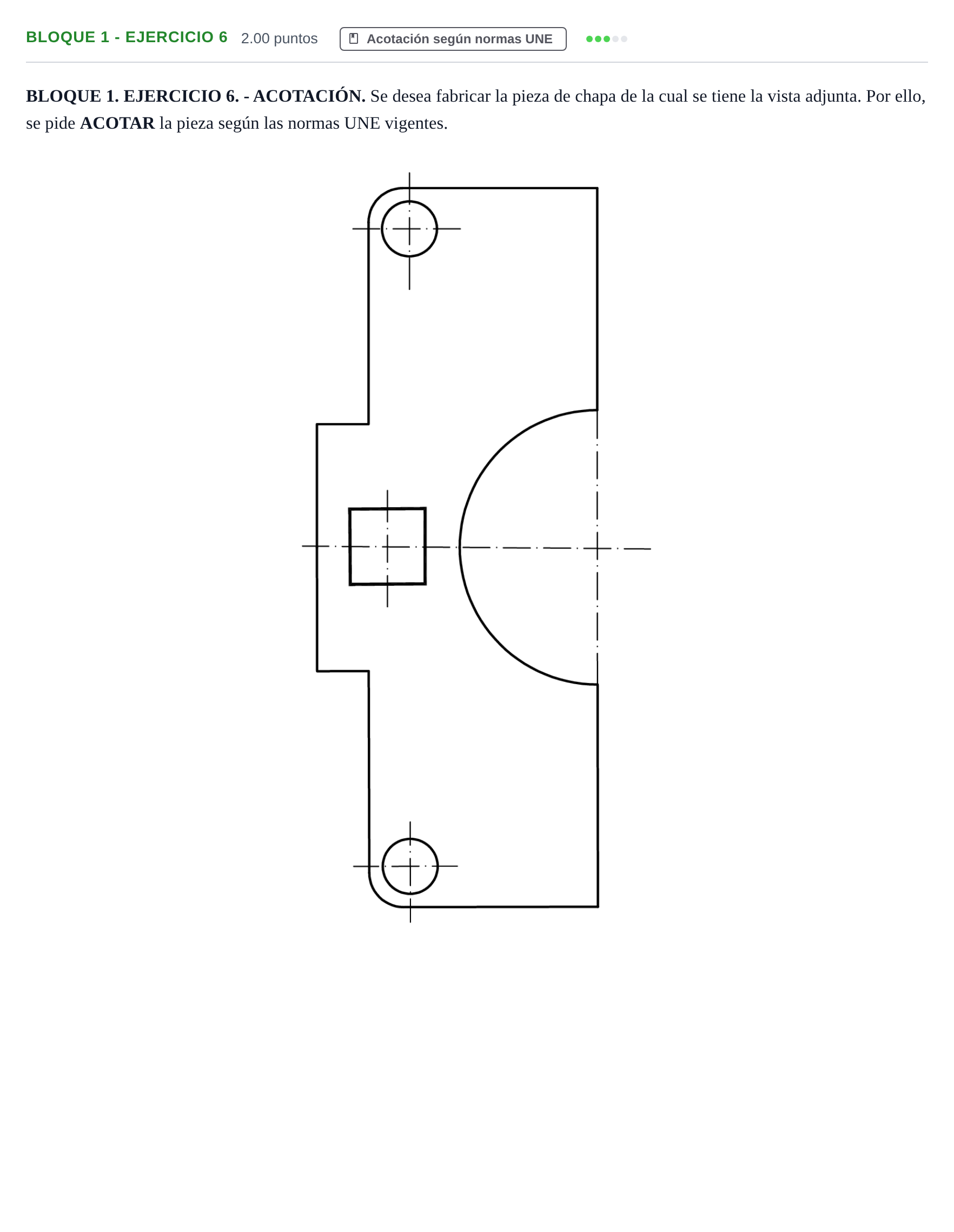 Enunciado: Bloque 1 - Ejercicio 6 · Dibujo técnico II PAU Extremadura Ordinaria 2026