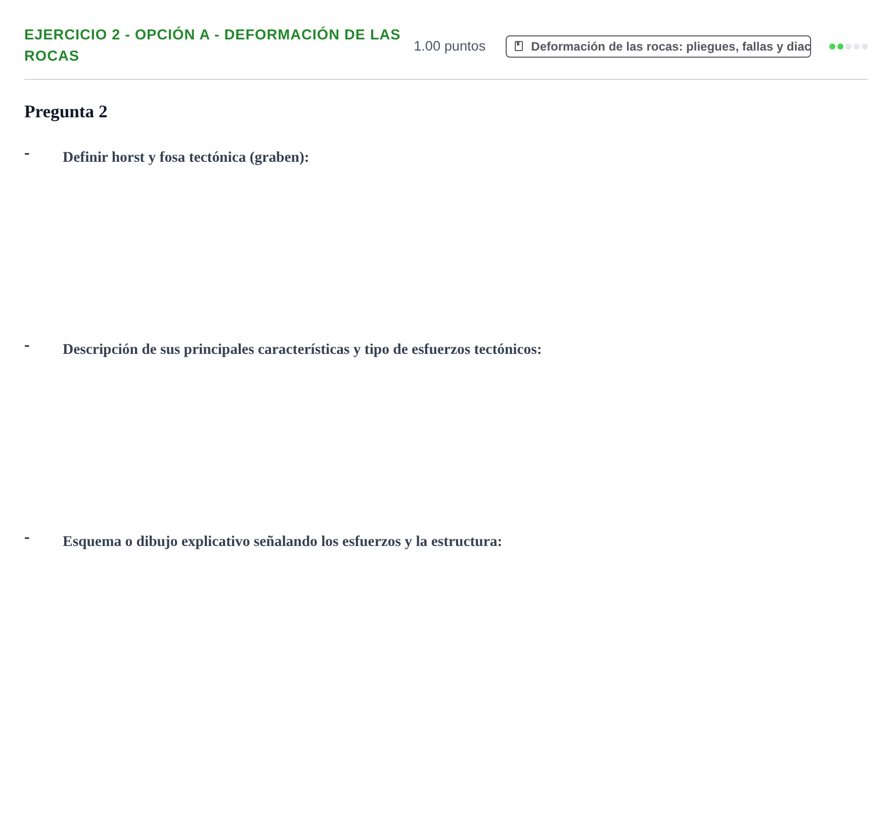 Enunciado: Ejercicio 2 - Opción A - Deformación de las rocas · Geología y Ciencias Ambientales PAU Extremadura Ordinaria 2026