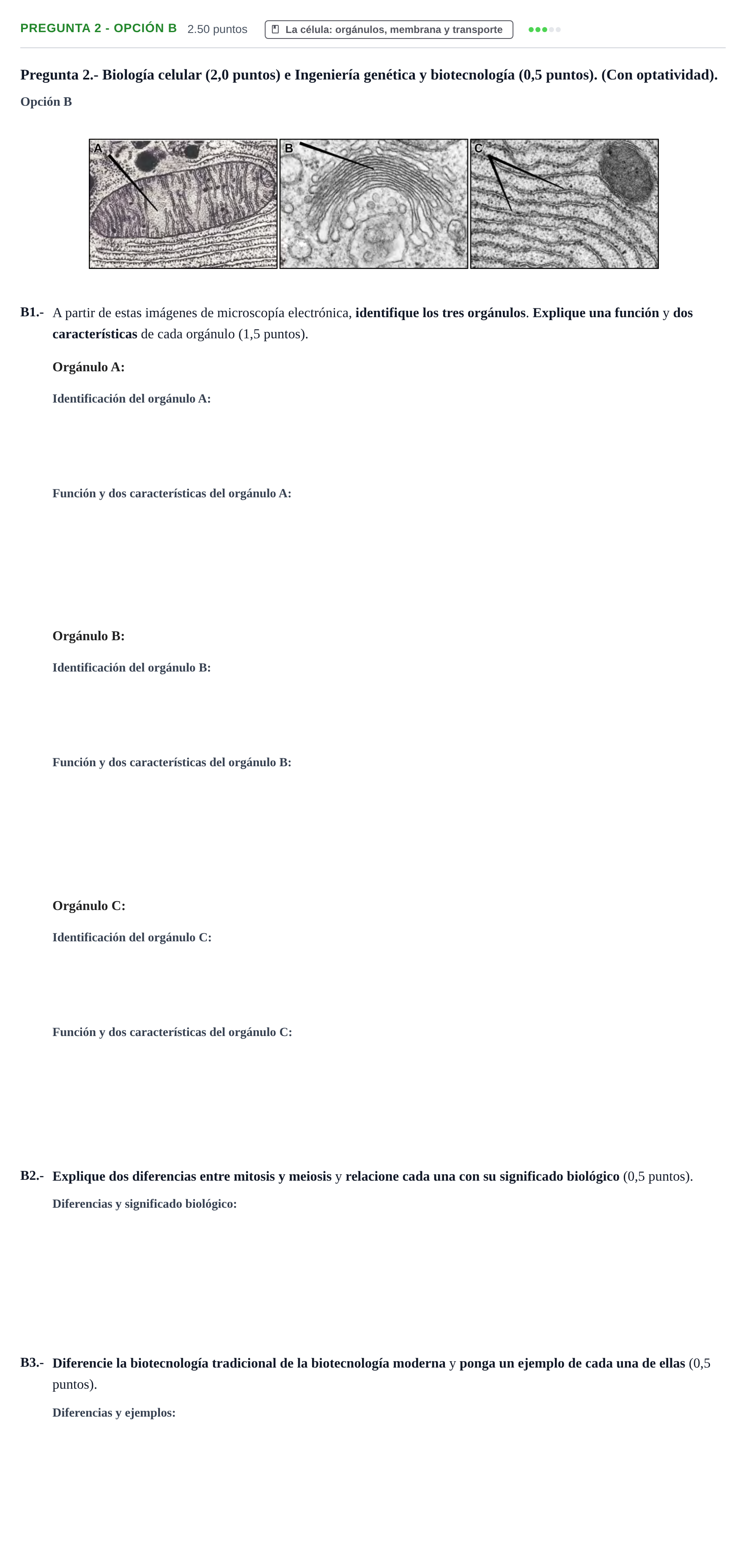 Enunciado: Pregunta 2 - Opción B · Biología PAU Extremadura Ordinaria 2026