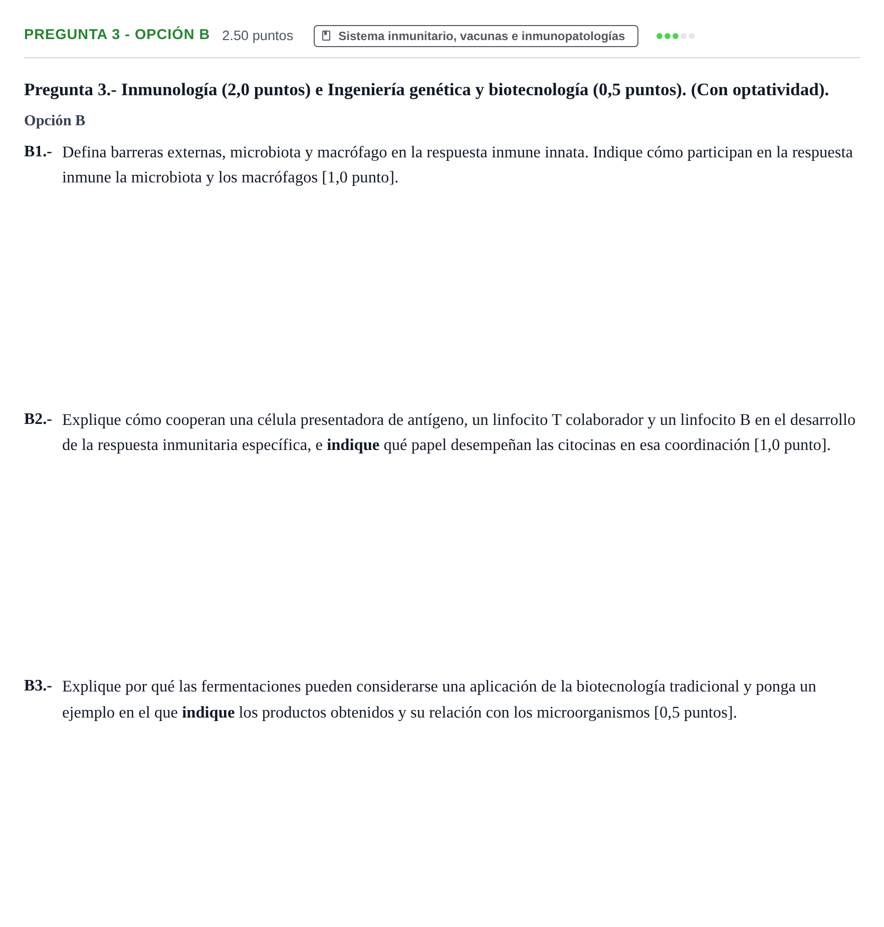 Enunciado: Pregunta 3 - Opción B · Biología PAU Extremadura Ordinaria 2026