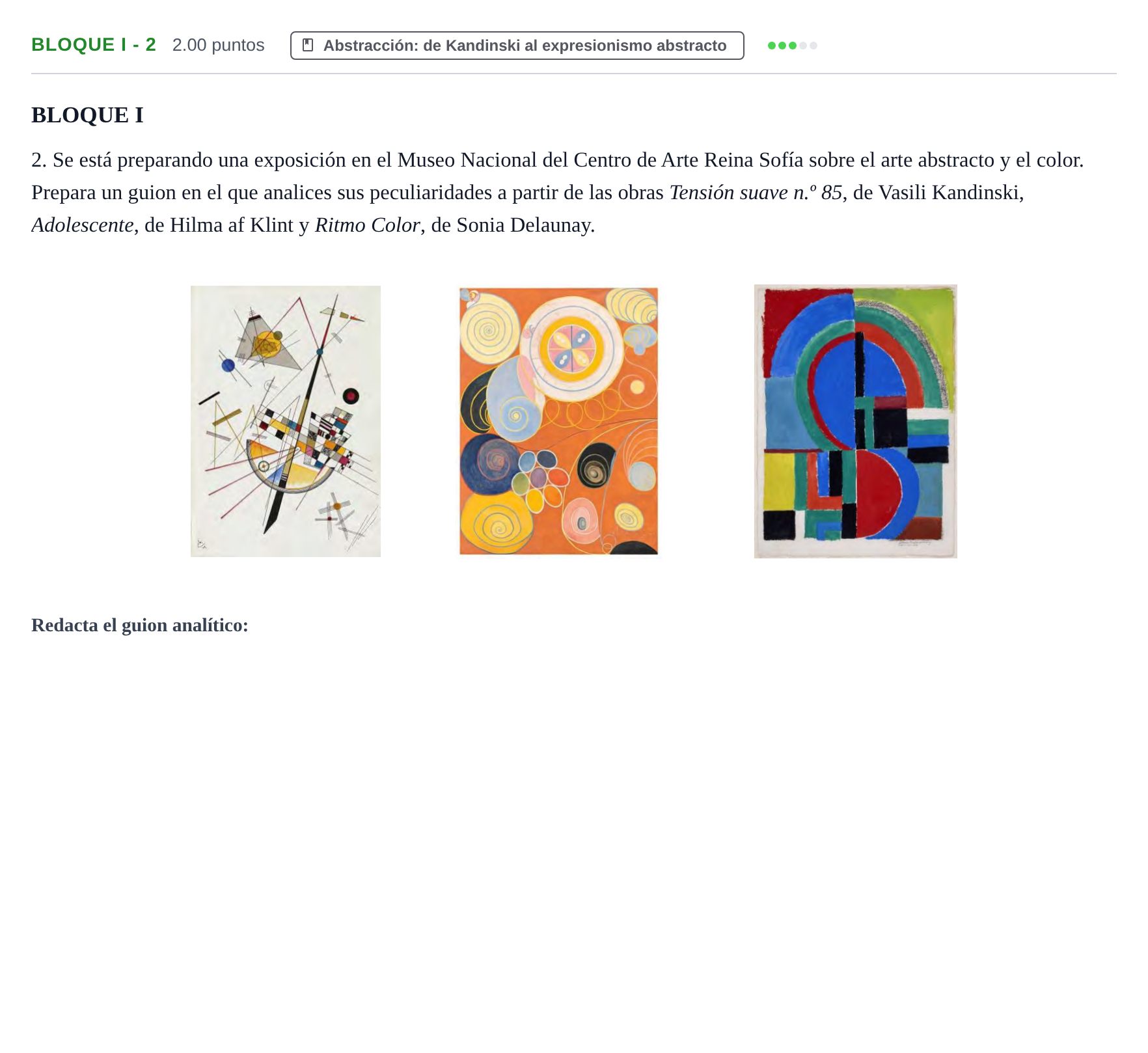Enunciado: Bloque I - 2 · Fundamentos Artísticos PAU Extremadura Ordinaria 2026