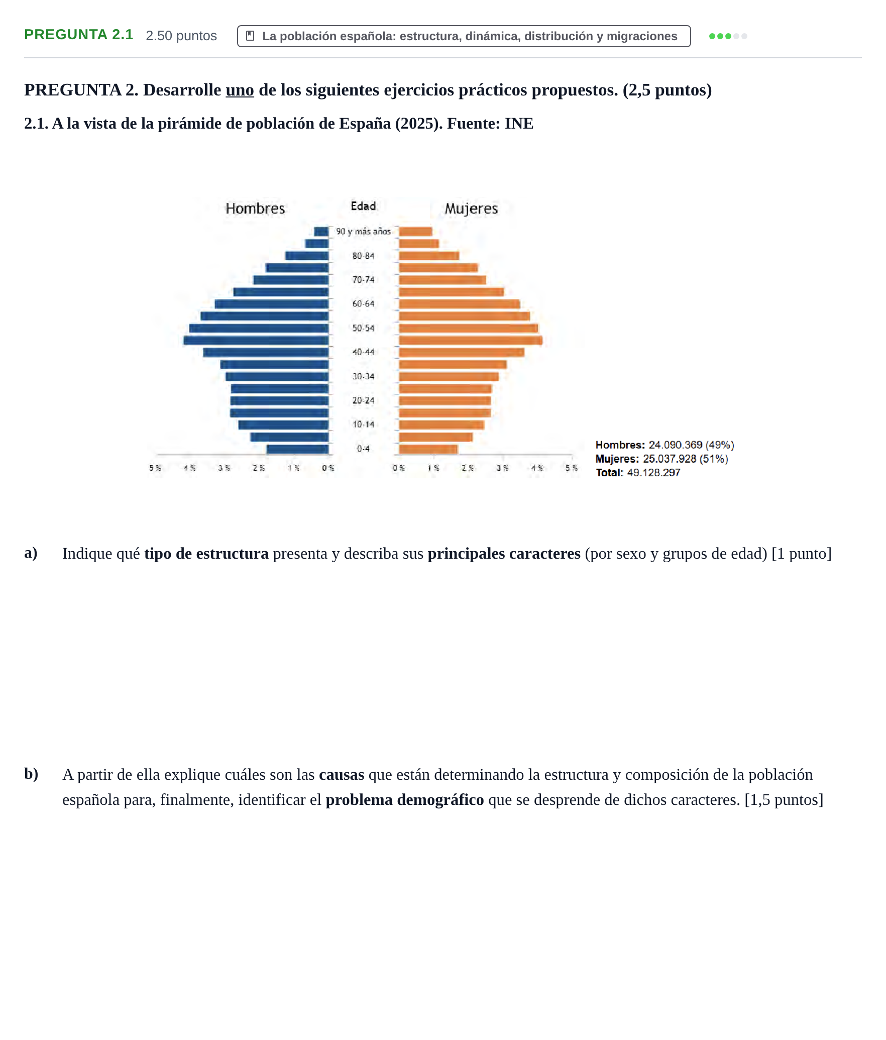Enunciado: Pregunta 2.1 · Geografía PAU Extremadura Ordinaria 2026