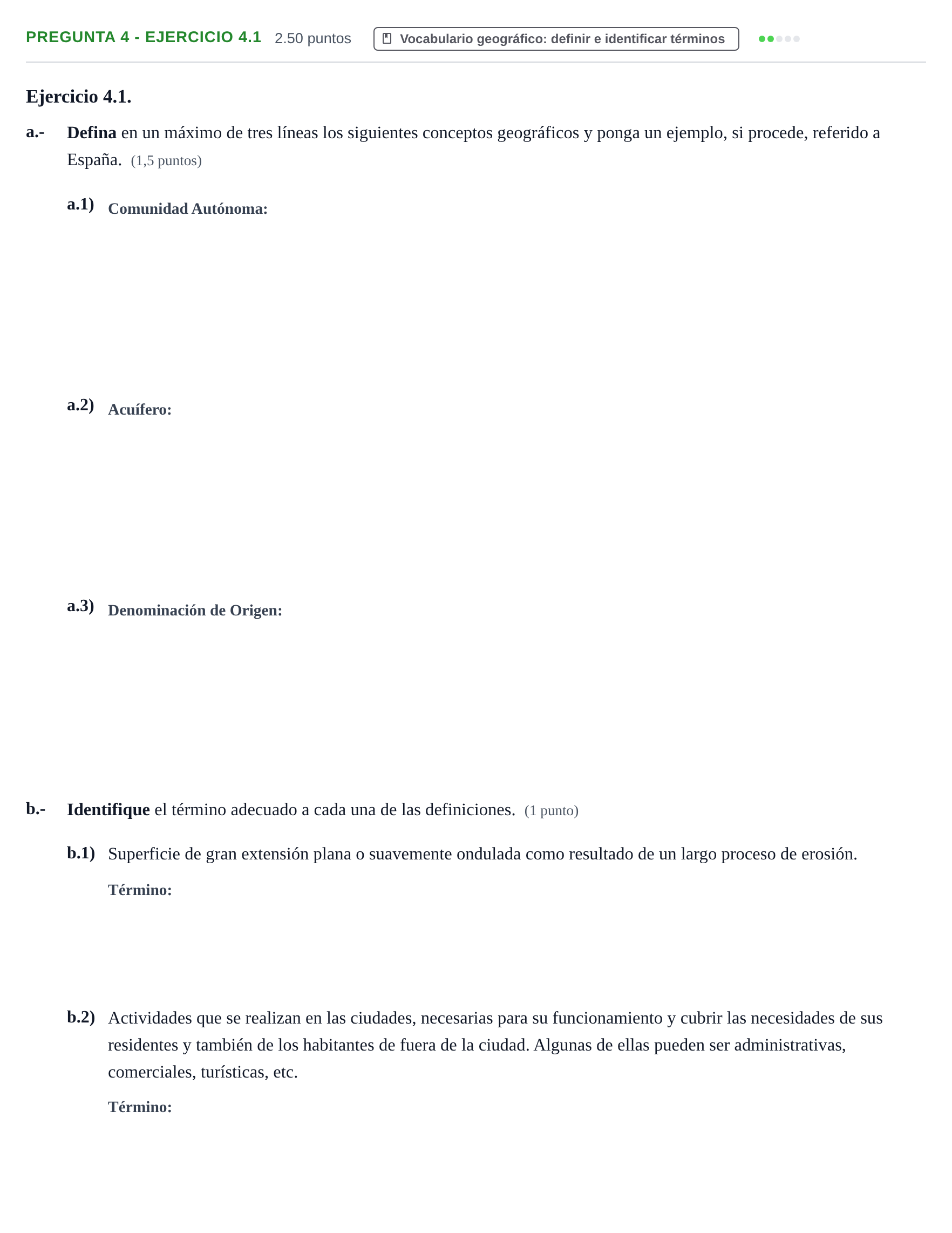 Enunciado: Pregunta 4 - Ejercicio 4.1 · Geografía PAU Extremadura Ordinaria 2026