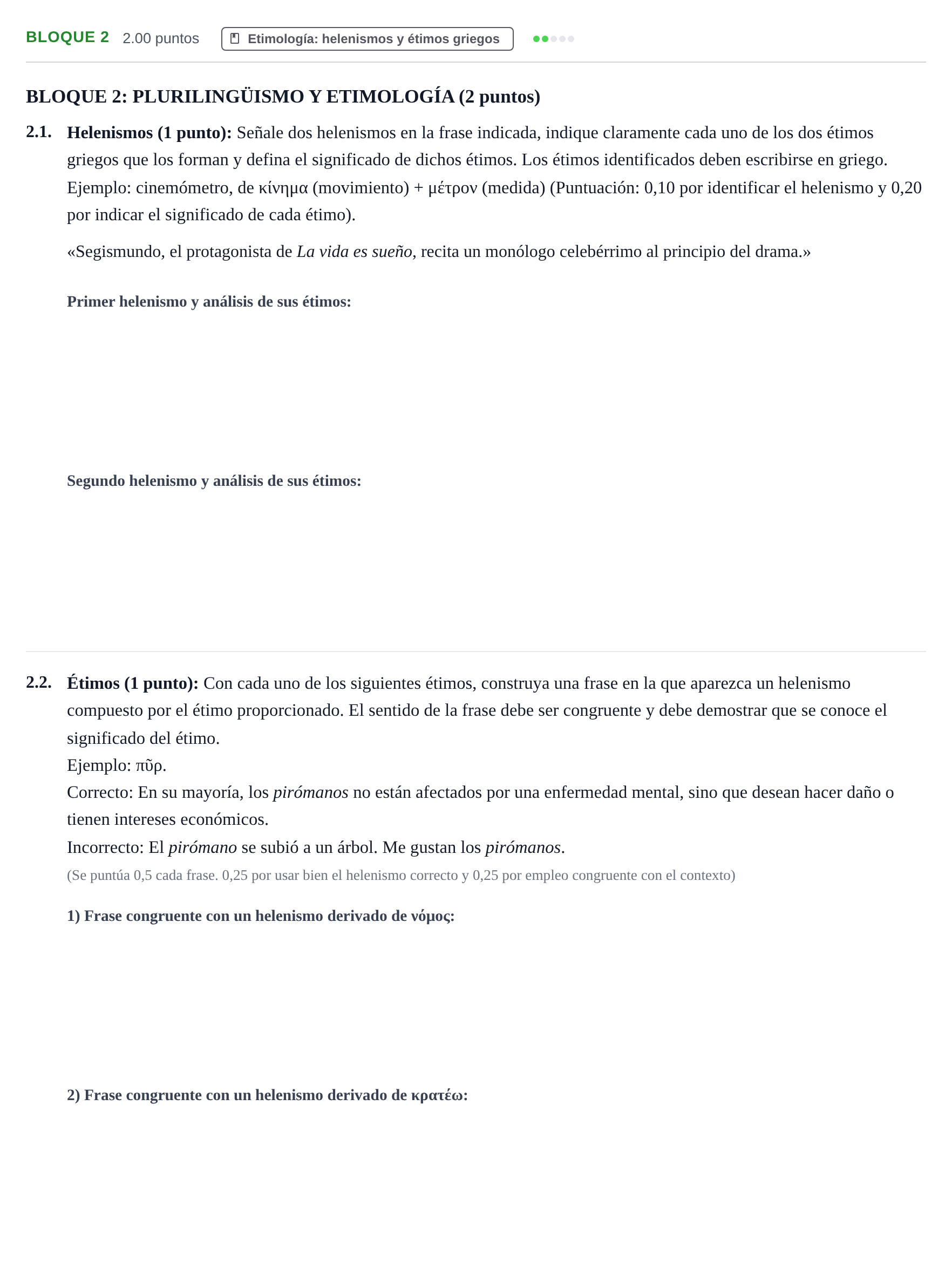 Enunciado: Bloque 2 · Griego II PAU Extremadura Ordinaria 2026