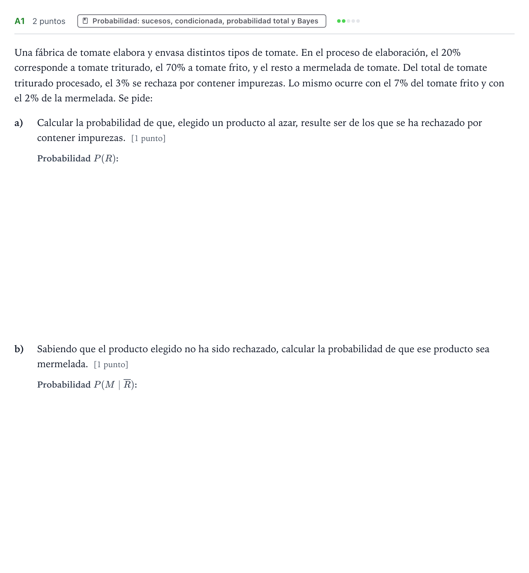 Enunciado: Ejercicio A1 · Matemáticas aplicadas a las Ciencias Sociales II PAU Extremadura Ordinaria 2026