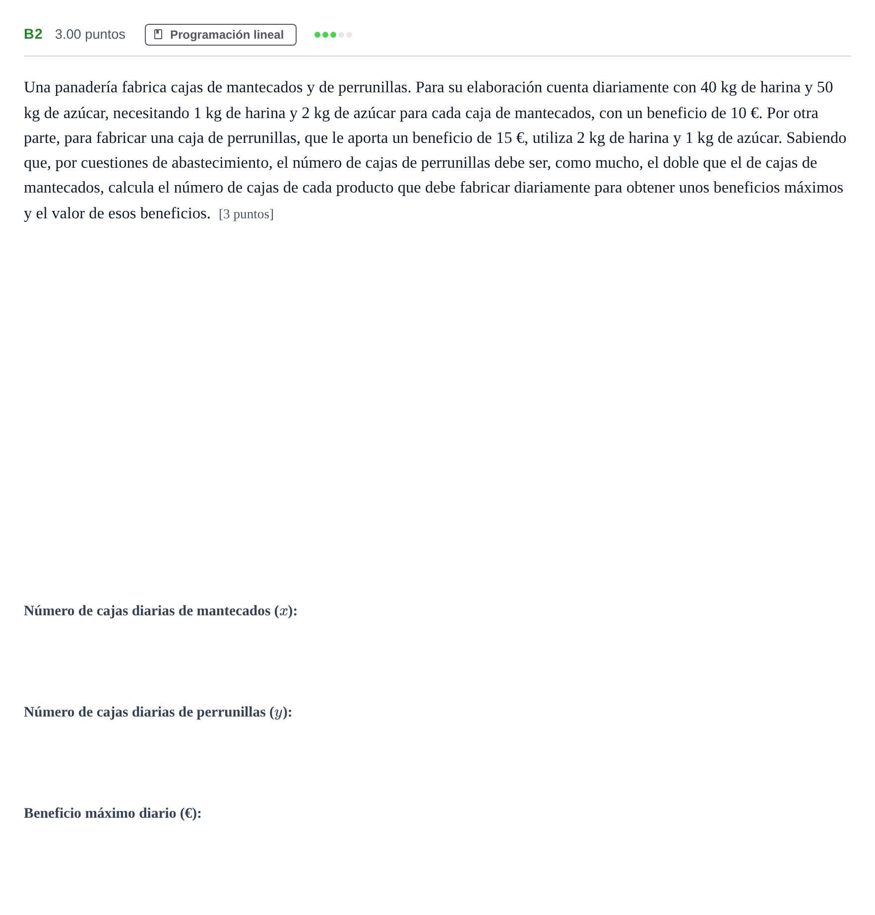 Enunciado: Ejercicio B2 · Matemáticas aplicadas a las Ciencias Sociales II PAU Extremadura Ordinaria 2026