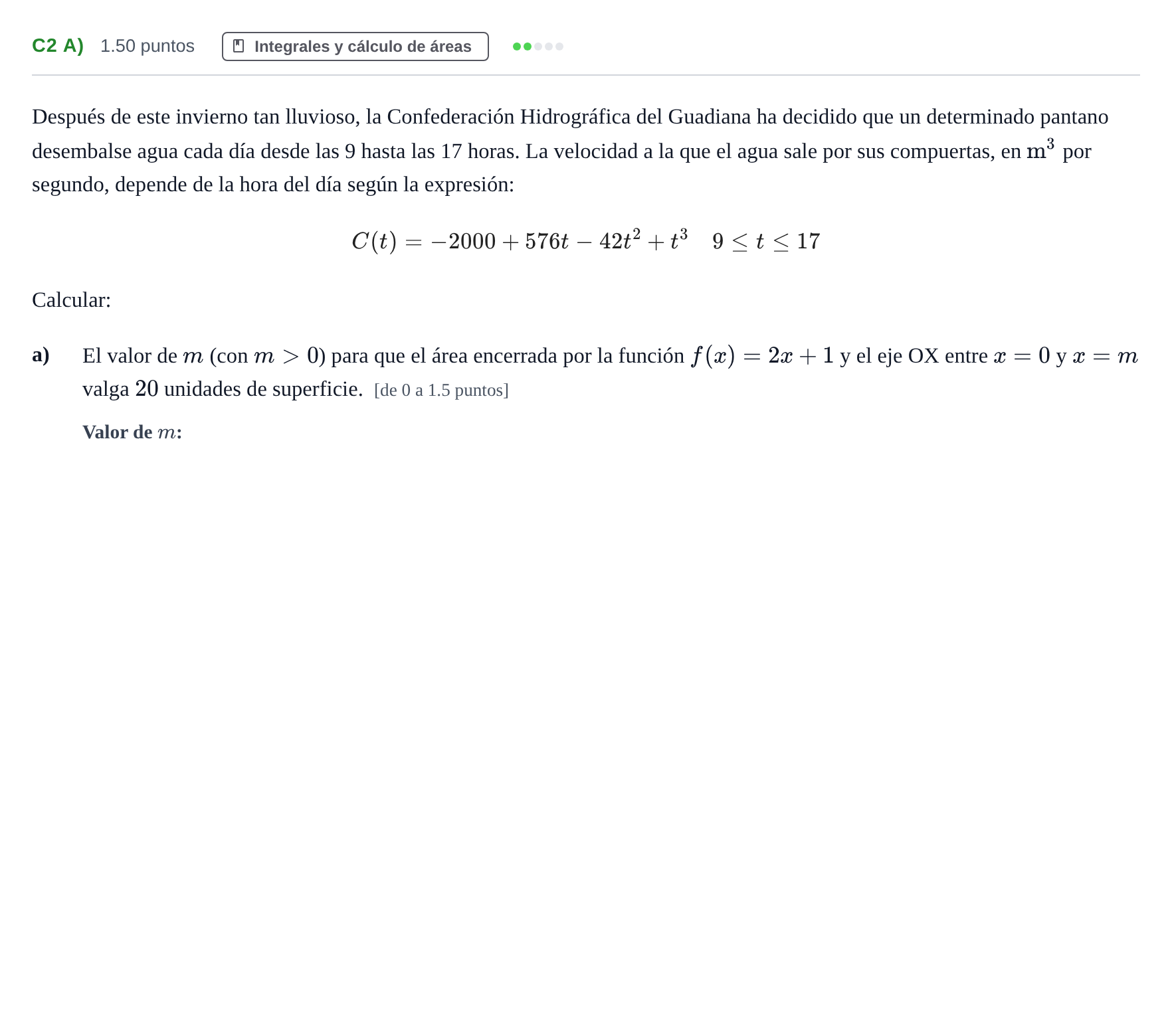 Enunciado: Ejercicio C2 a) · Matemáticas aplicadas a las Ciencias Sociales II PAU Extremadura Ordinaria 2026