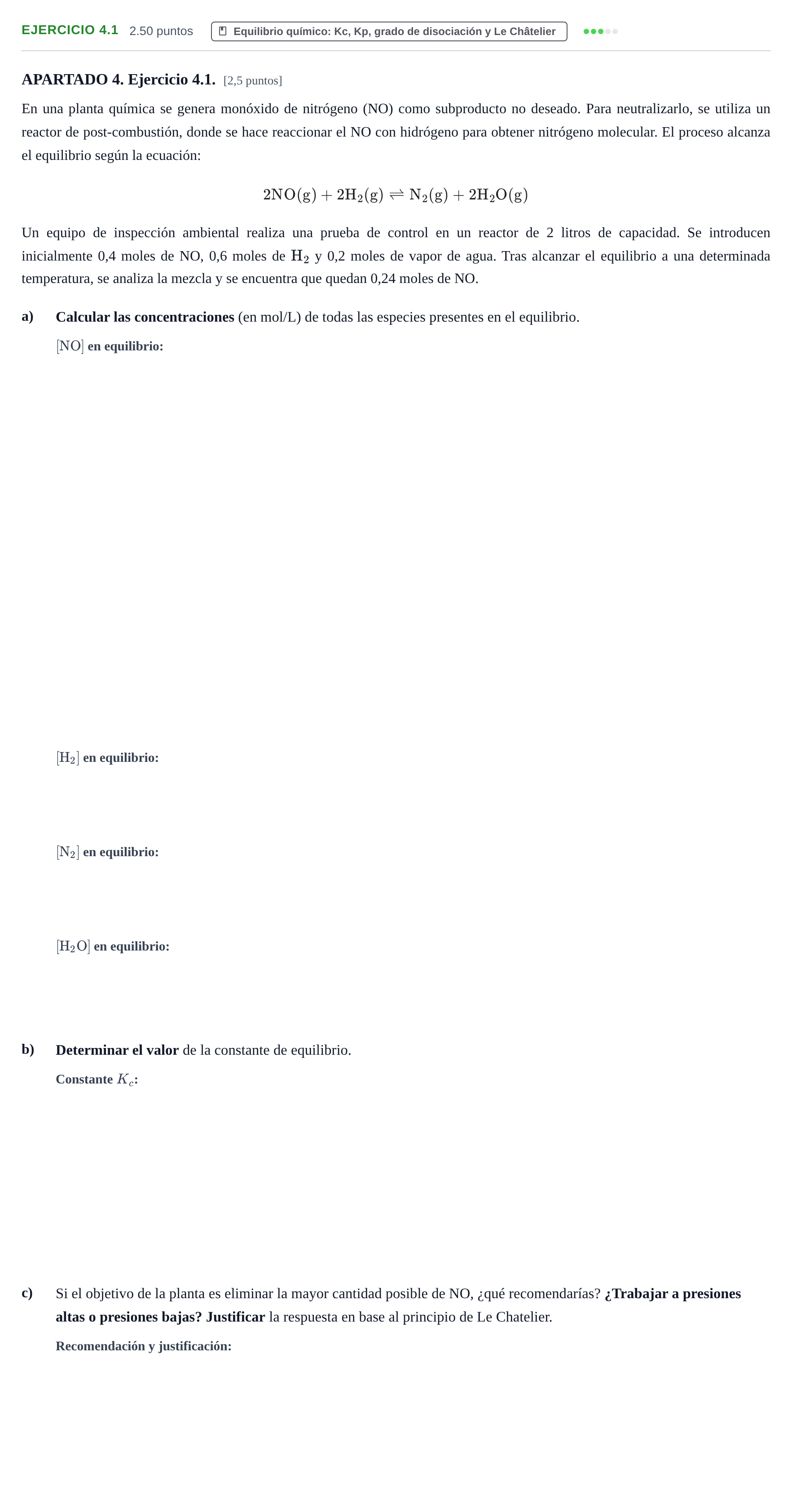 Enunciado: Ejercicio 4.1 · Química PAU Extremadura Ordinaria 2026