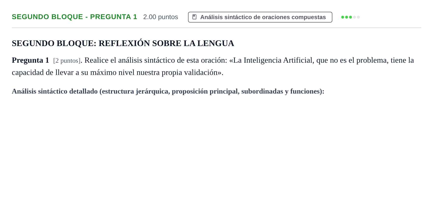 Enunciado: Ejercicio Segundo Bloque - Pregunta 1 · Lengua Castellana y Literatura II PAU Extremadura Extraordinaria 2026