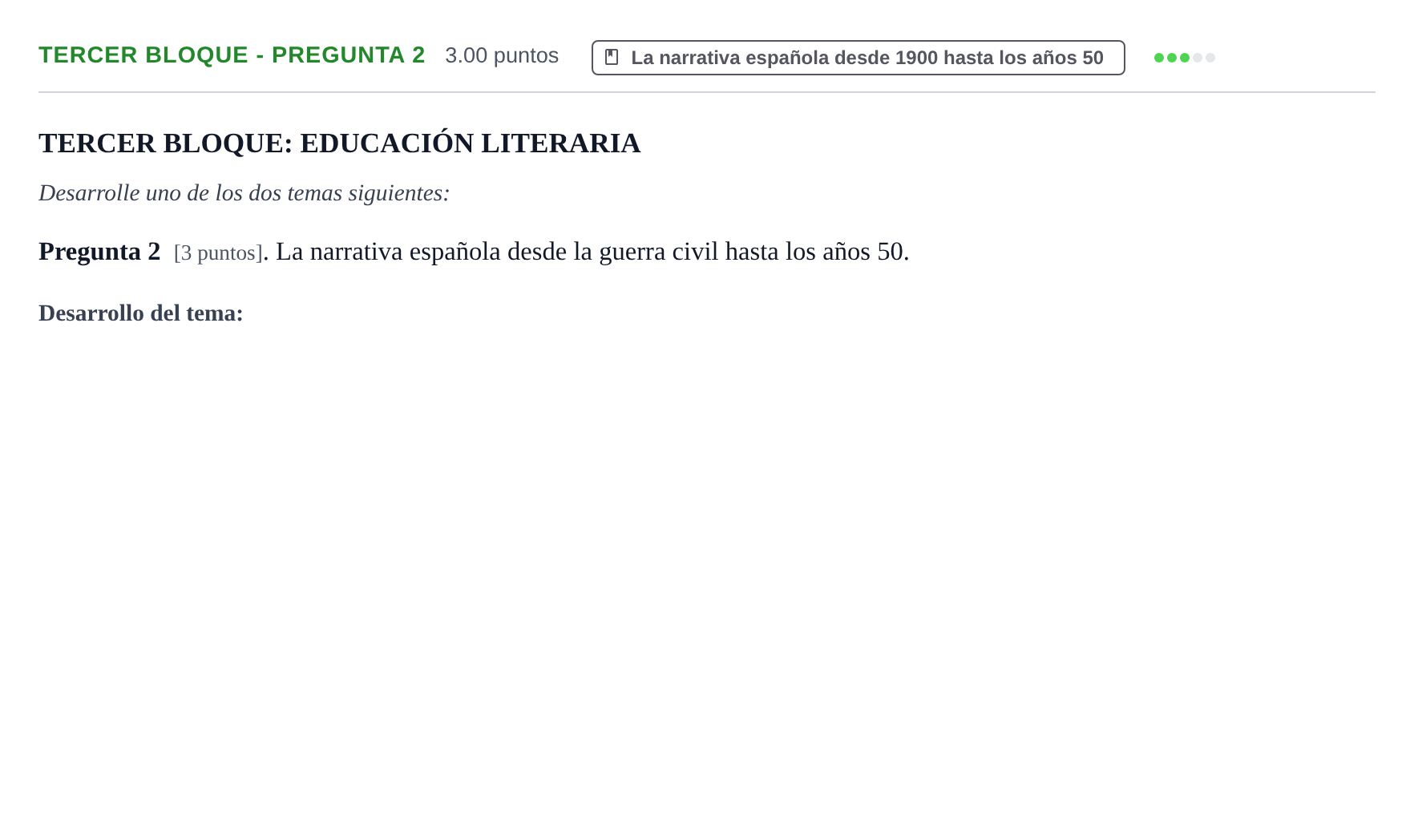 Enunciado: Ejercicio Tercer Bloque - Pregunta 2 · Lengua Castellana y Literatura II PAU Extremadura Extraordinaria 2026