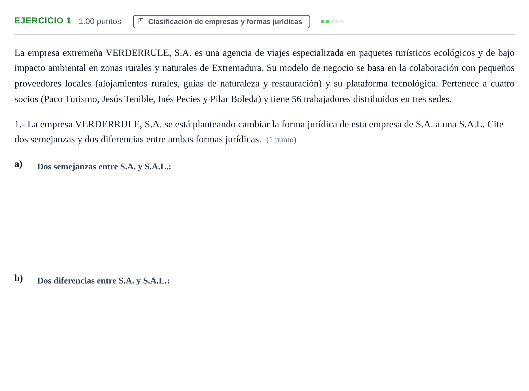 Enunciado: Problema 1 · Empresa y Diseño de Modelos de Negocio PAU Extremadura Extraordinaria 2026