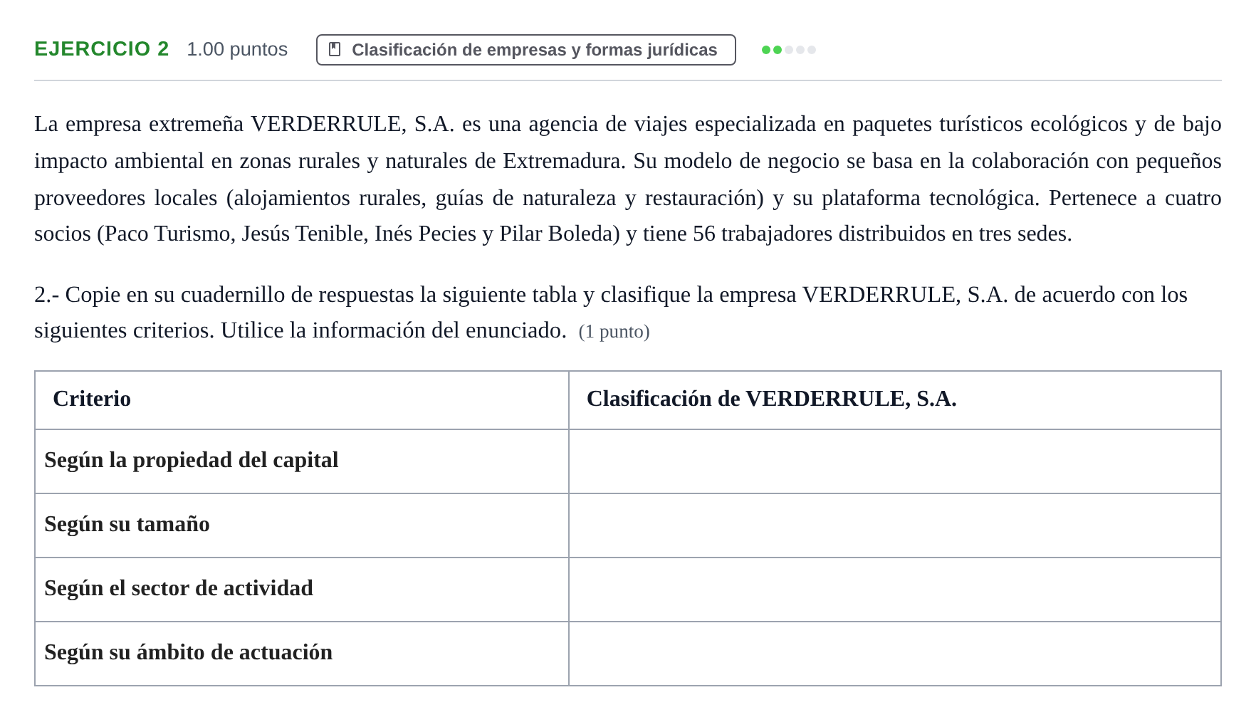 Enunciado: Problema 2 · Empresa y Diseño de Modelos de Negocio PAU Extremadura Extraordinaria 2026