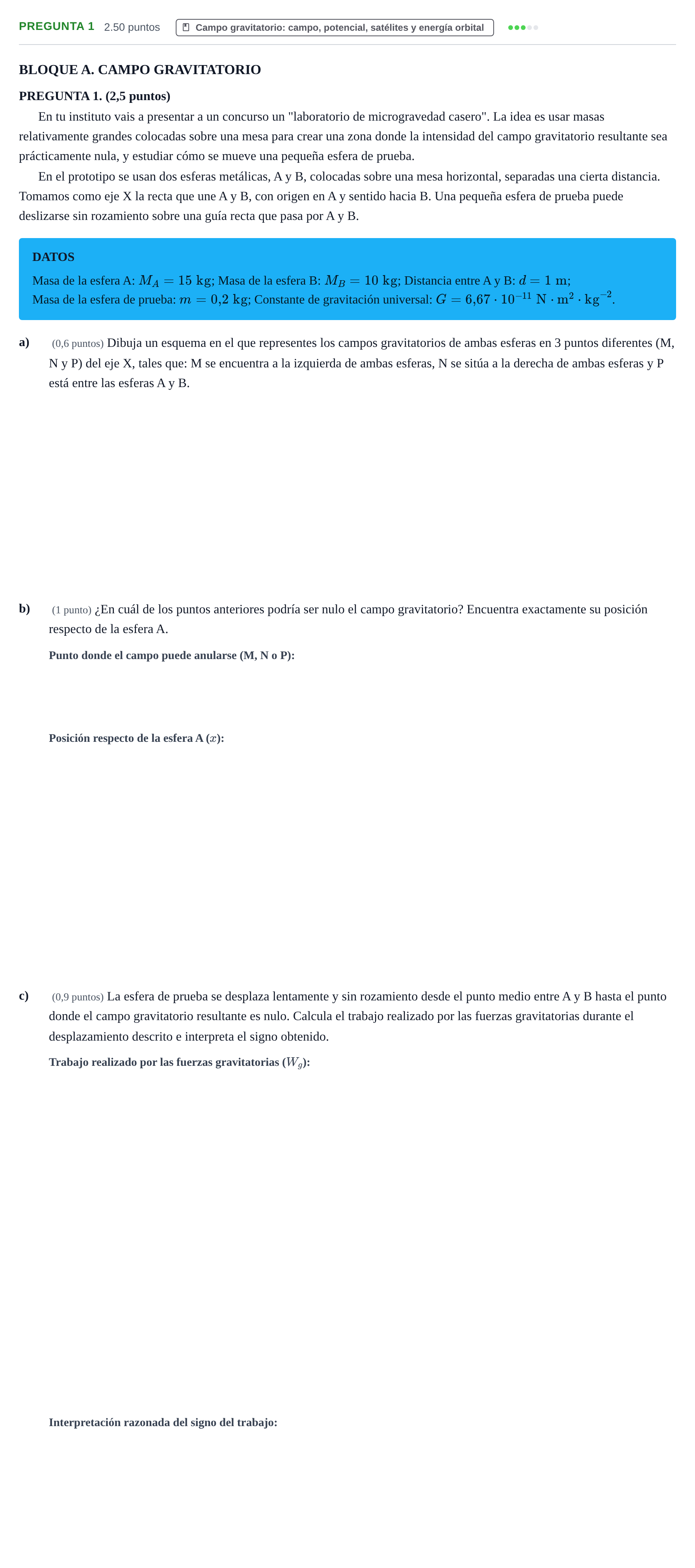 Enunciado: Pregunta 1 · Física PAU Extremadura Extraordinaria 2026