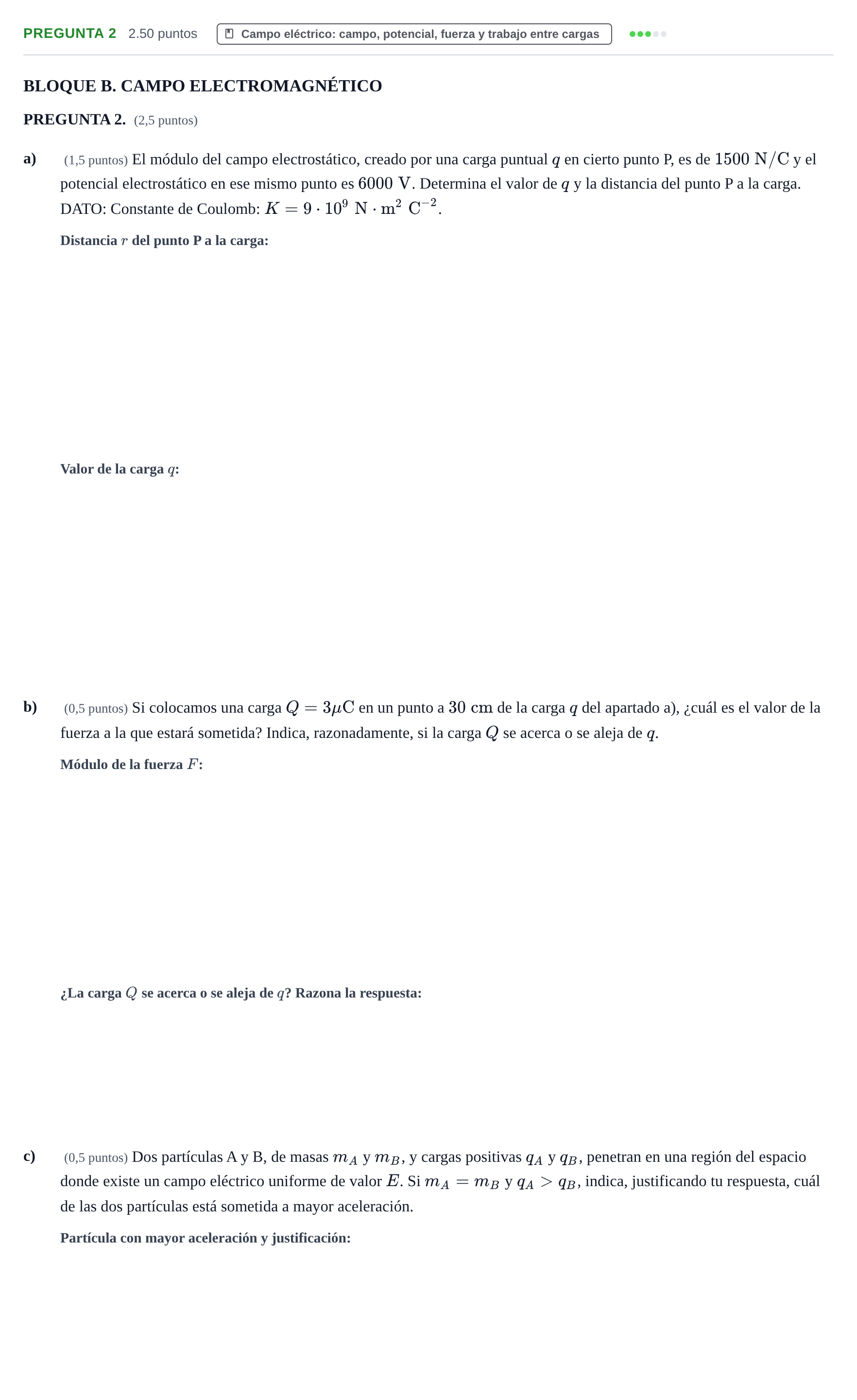 Enunciado: Pregunta 2 · Física PAU Extremadura Extraordinaria 2026