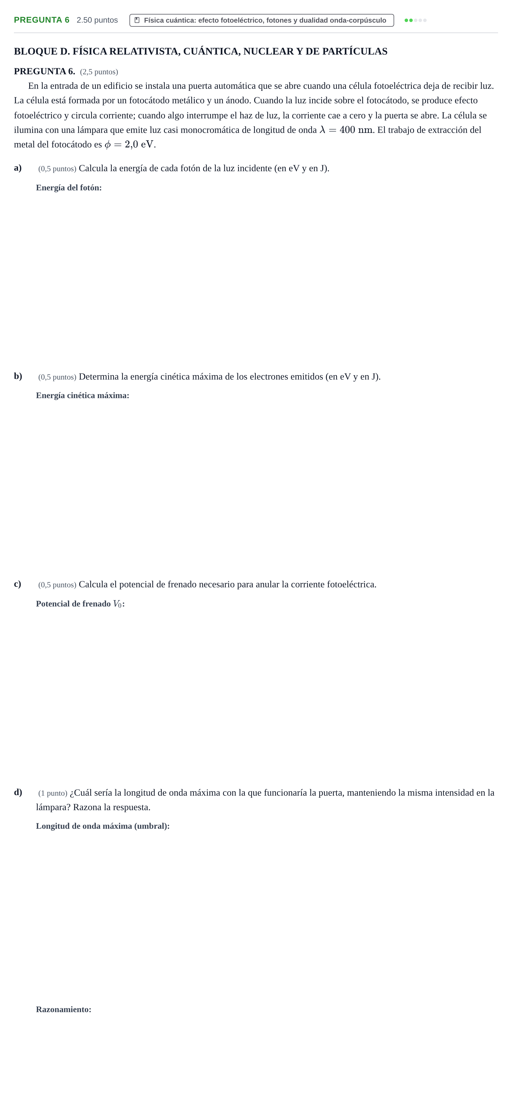 Enunciado: Pregunta 6 · Física PAU Extremadura Extraordinaria 2026