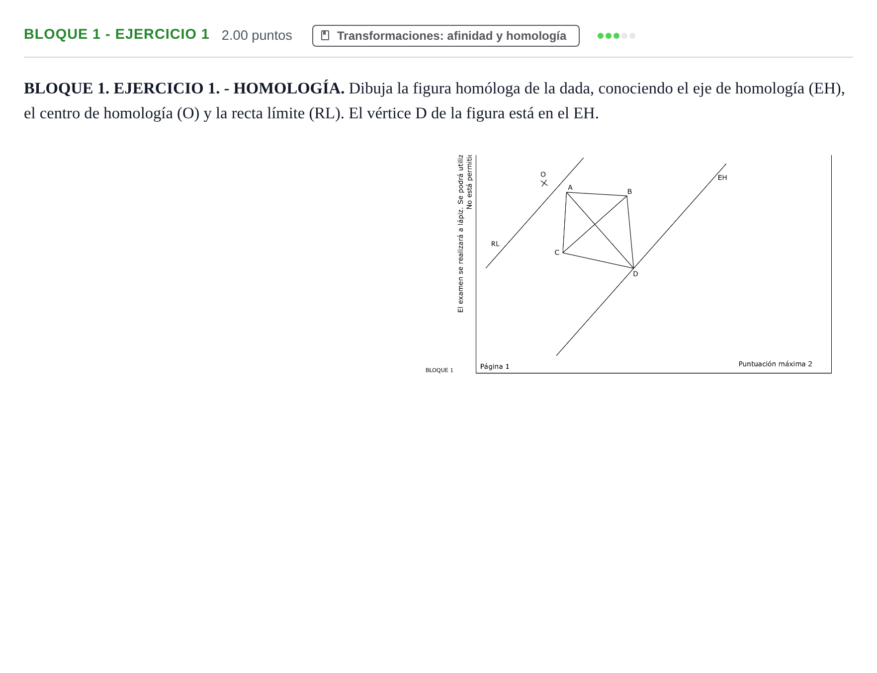Enunciado: Bloque 1 - Ejercicio 1 · Dibujo técnico II PAU Extremadura Extraordinaria 2026