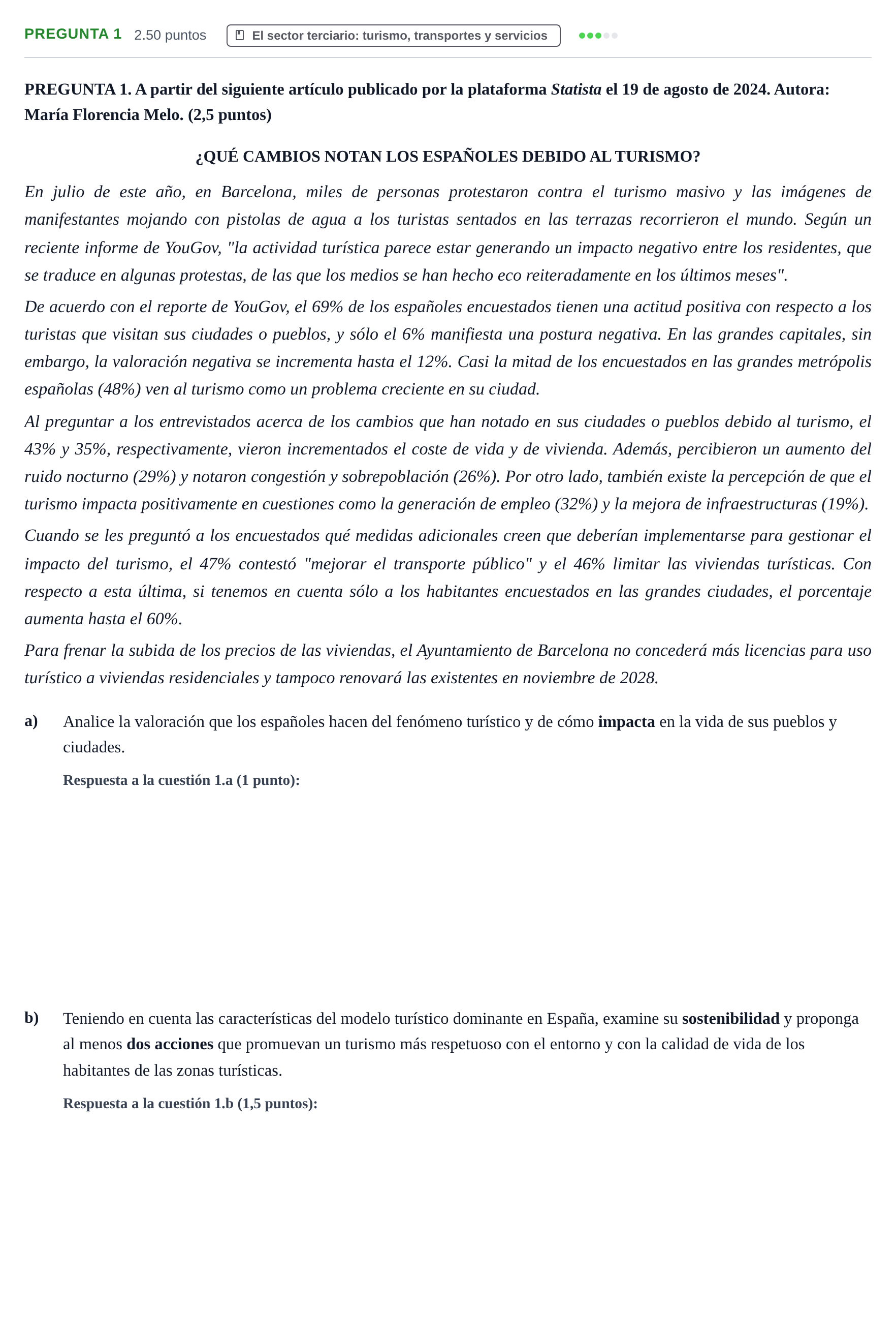 Enunciado: Pregunta 1 · Geografía PAU Extremadura Extraordinaria 2026