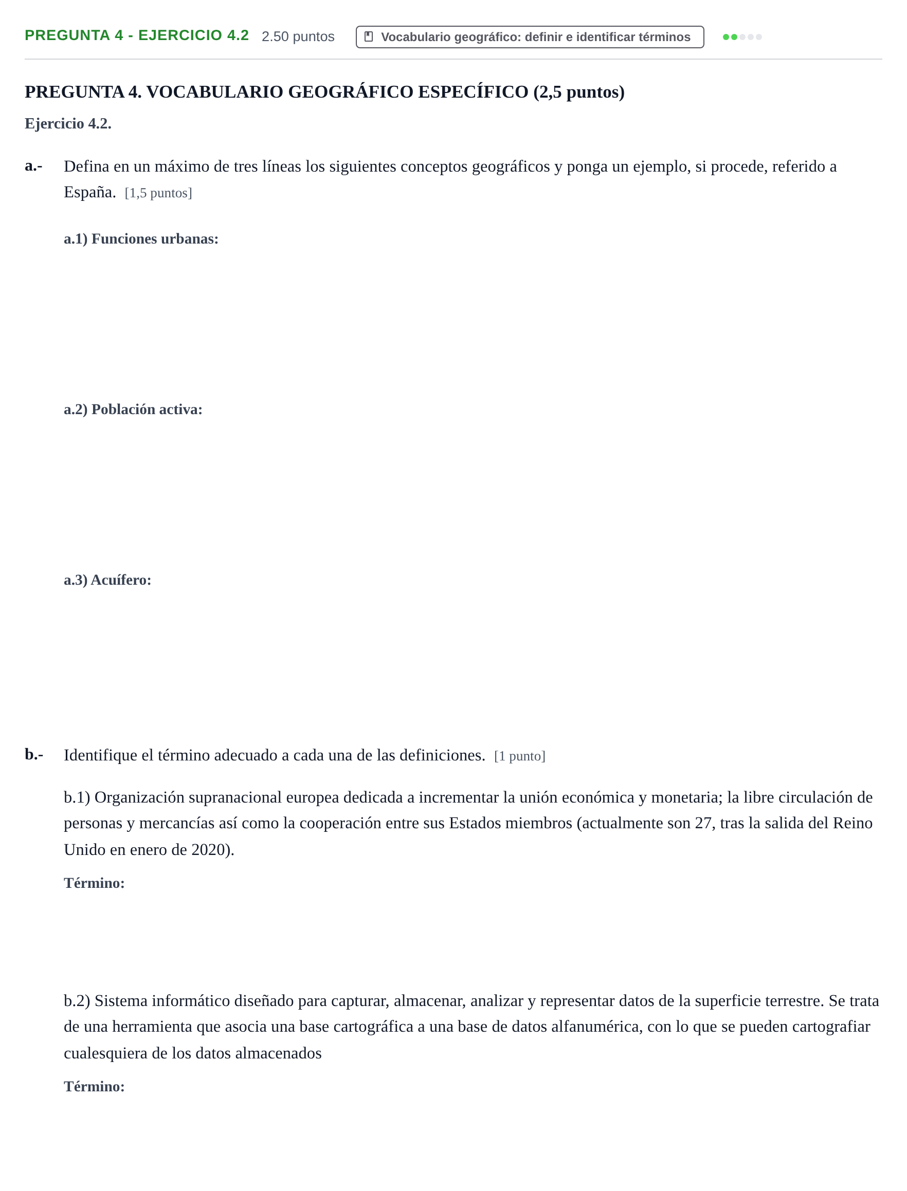Enunciado: Pregunta 4 - Ejercicio 4.2 · Geografía PAU Extremadura Extraordinaria 2026