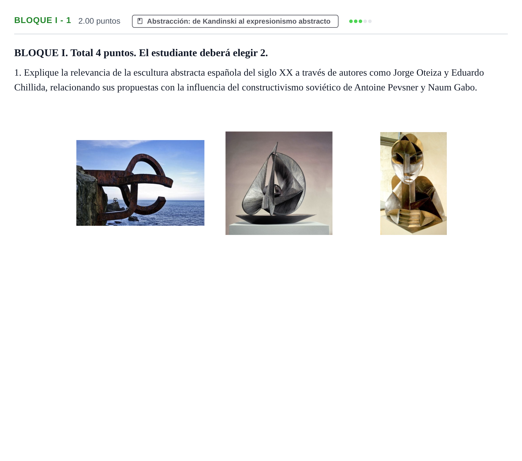 Enunciado: Bloque I - 1 · Fundamentos Artísticos PAU Extremadura Extraordinaria 2026