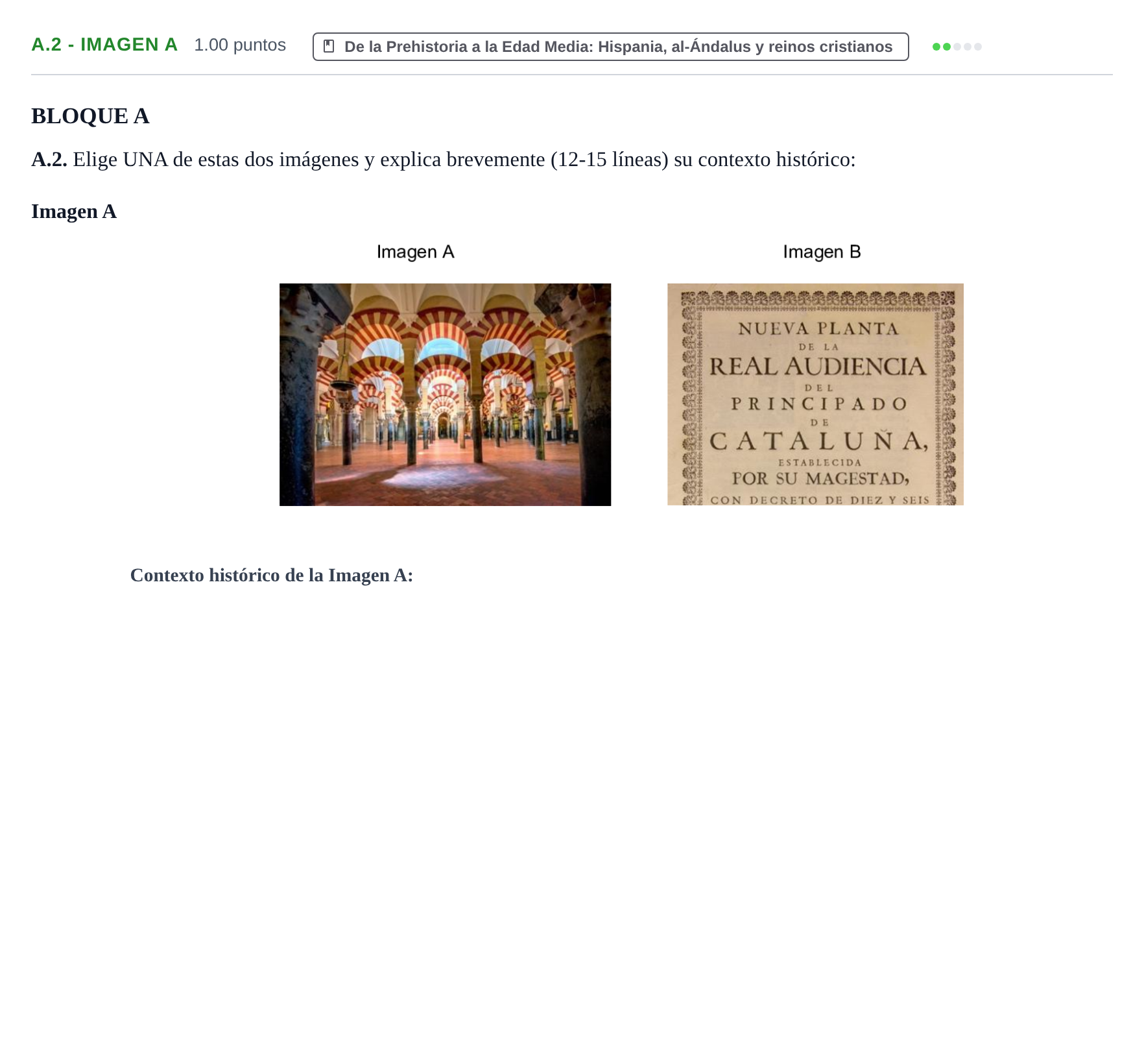 Enunciado: Ejercicio A.2 - Imagen A · Historia de España PAU Extremadura Extraordinaria 2026