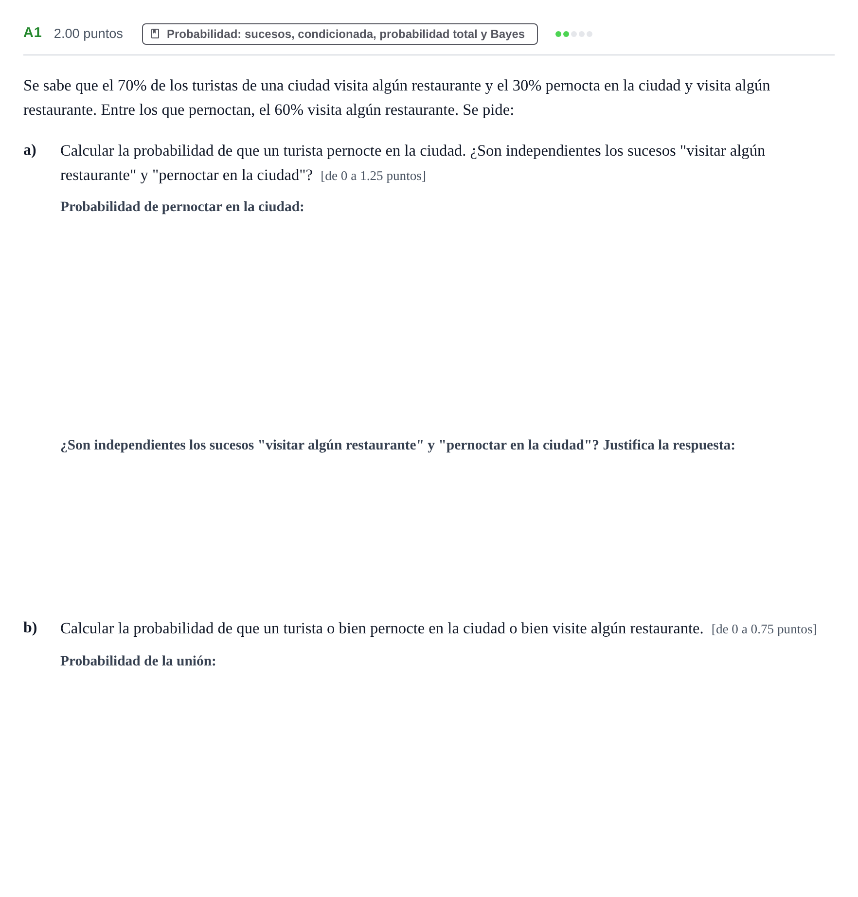 Enunciado: Ejercicio A1 · Matemáticas aplicadas a las Ciencias Sociales II PAU Extremadura Extraordinaria 2026