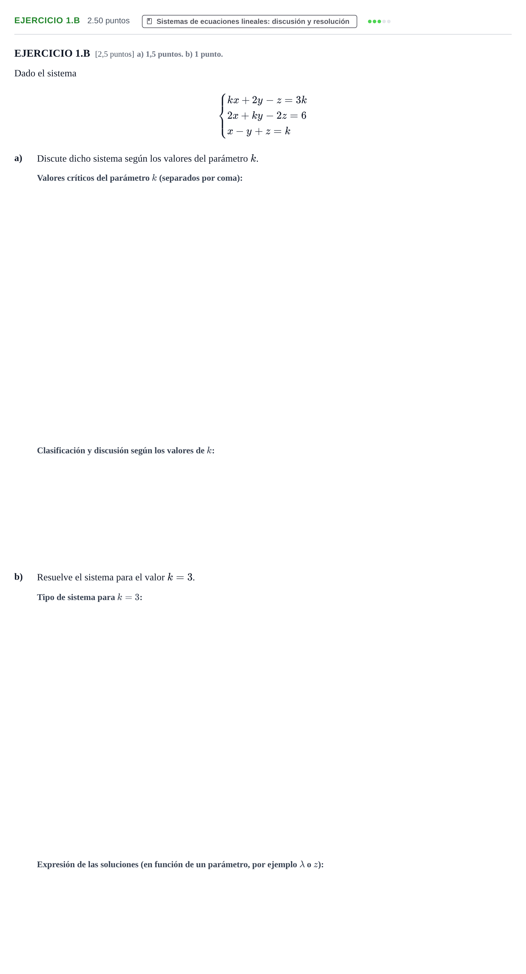 Enunciado: Ejercicio 1.B · Matemáticas II PAU Extremadura Extraordinaria 2026