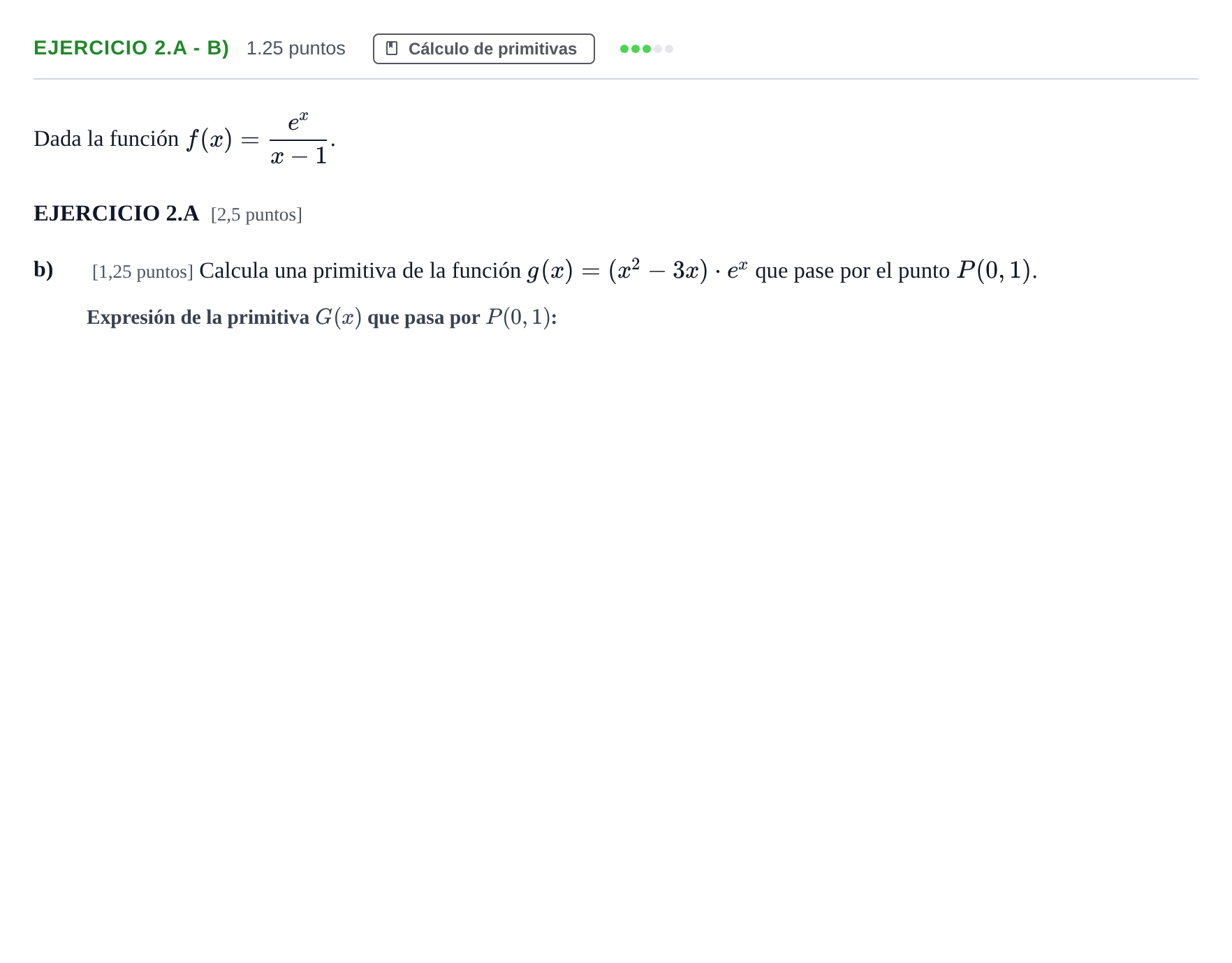 Enunciado: Ejercicio 2.A - b) · Matemáticas II PAU Extremadura Extraordinaria 2026