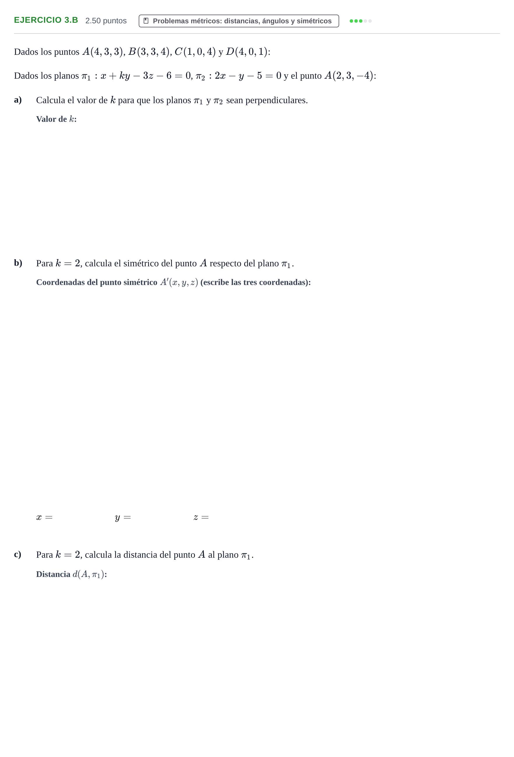 Enunciado: Ejercicio 3.B · Matemáticas II PAU Extremadura Extraordinaria 2026