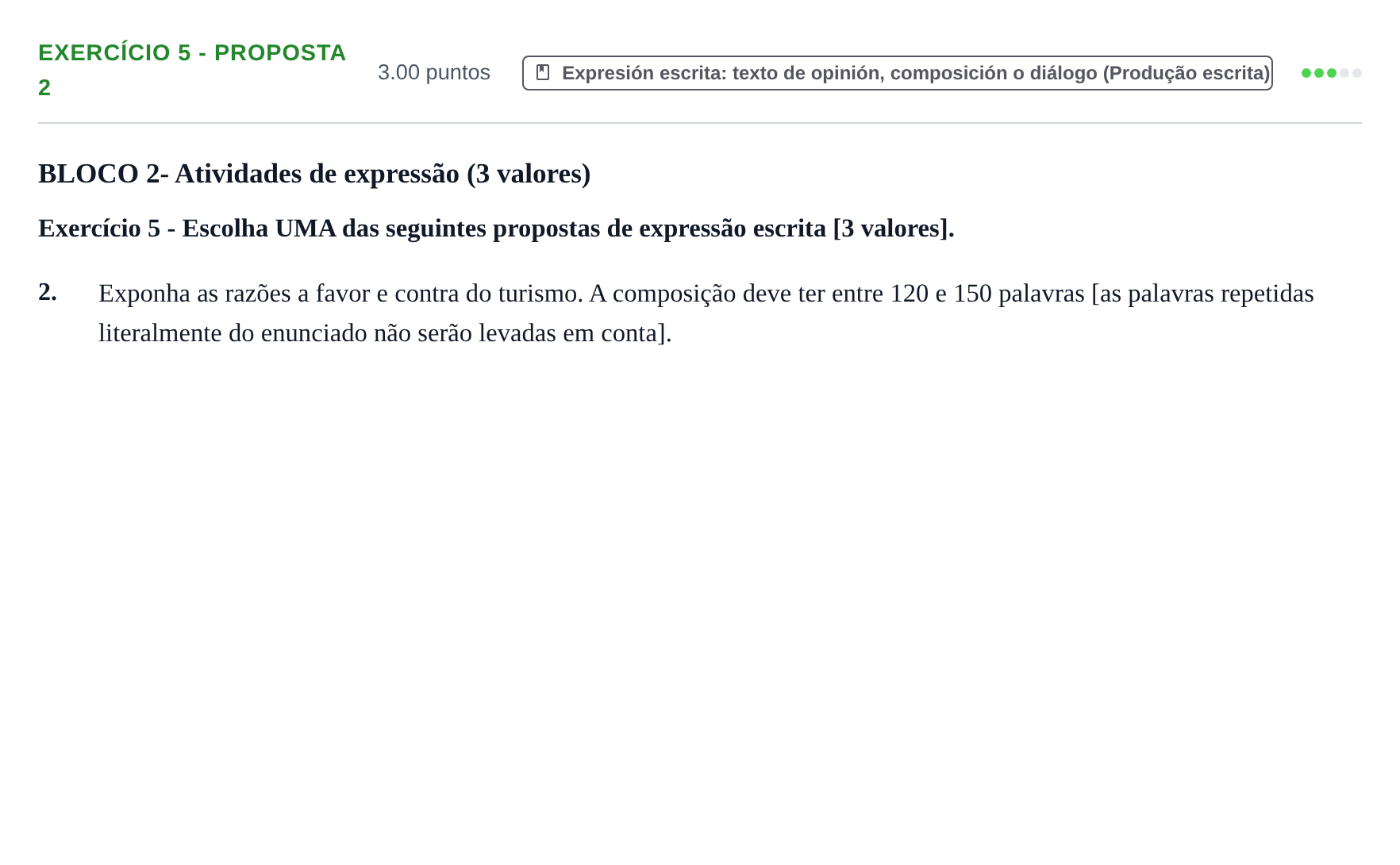 Enunciado: Ejercicio Exercício 5 - Proposta 2 · Portugués PAU Extremadura Extraordinaria 2026