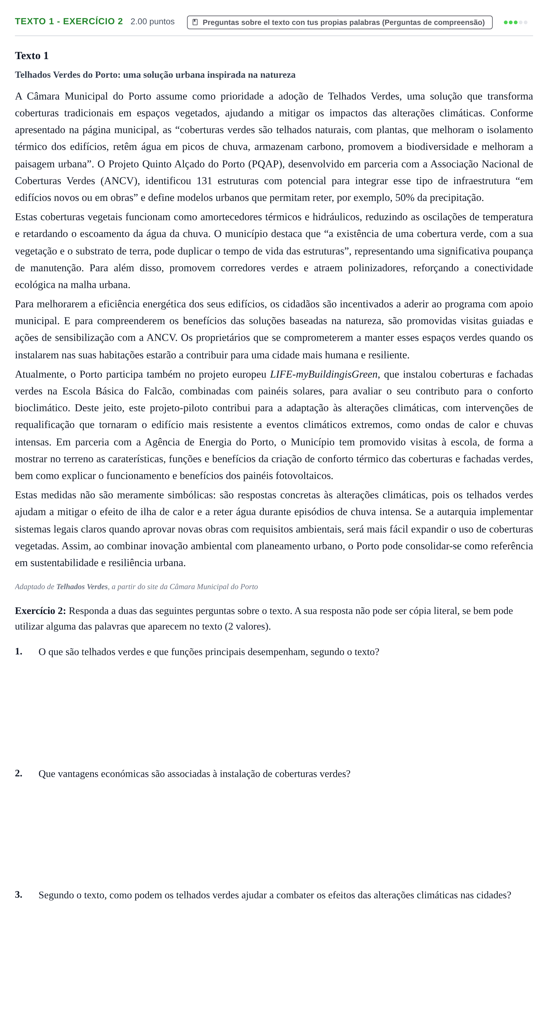 Enunciado: Ejercicio Texto 1 - Exercício 2 · Portugués PAU Extremadura Extraordinaria 2026