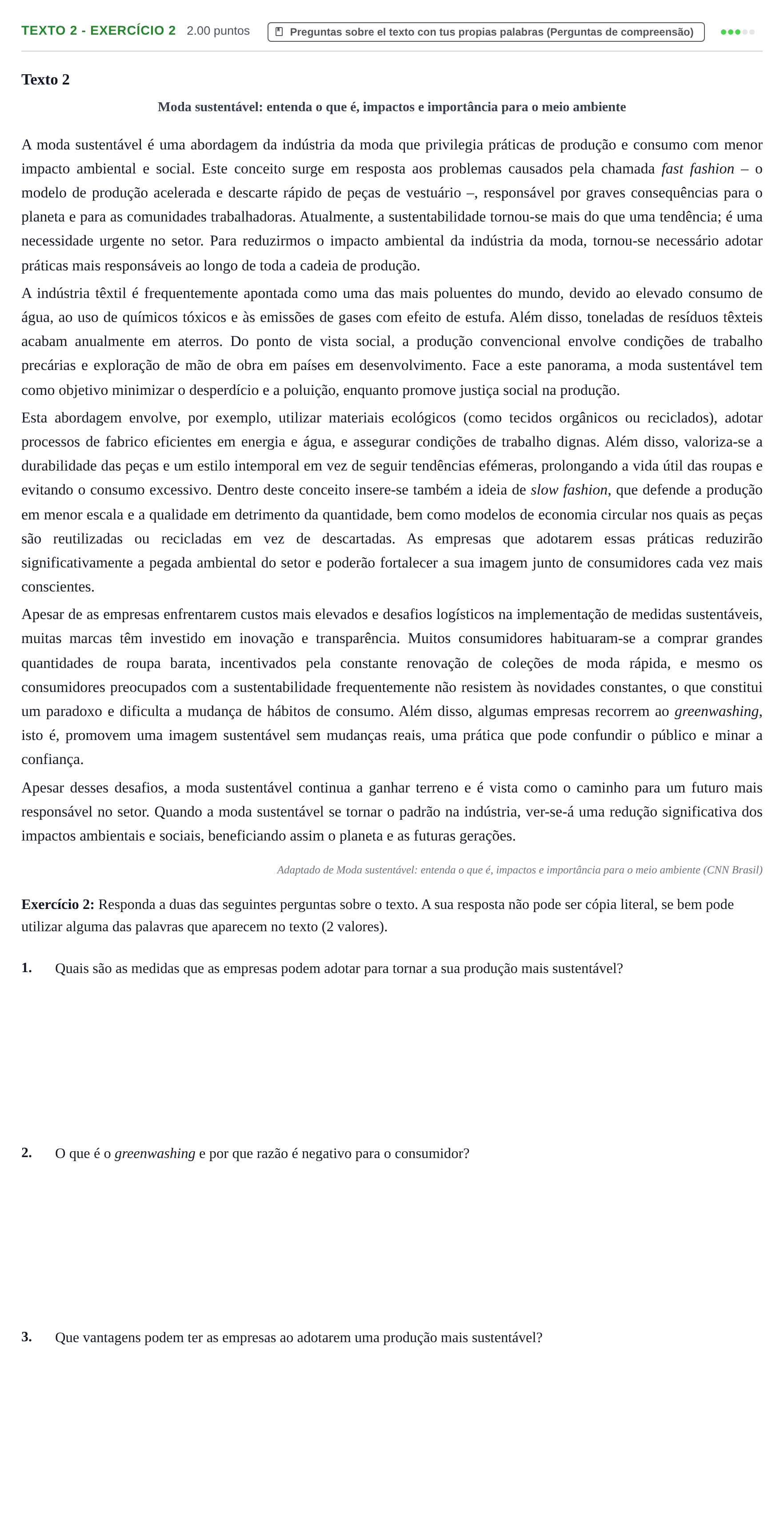Enunciado: Ejercicio Texto 2 - Exercício 2 · Portugués PAU Extremadura Extraordinaria 2026